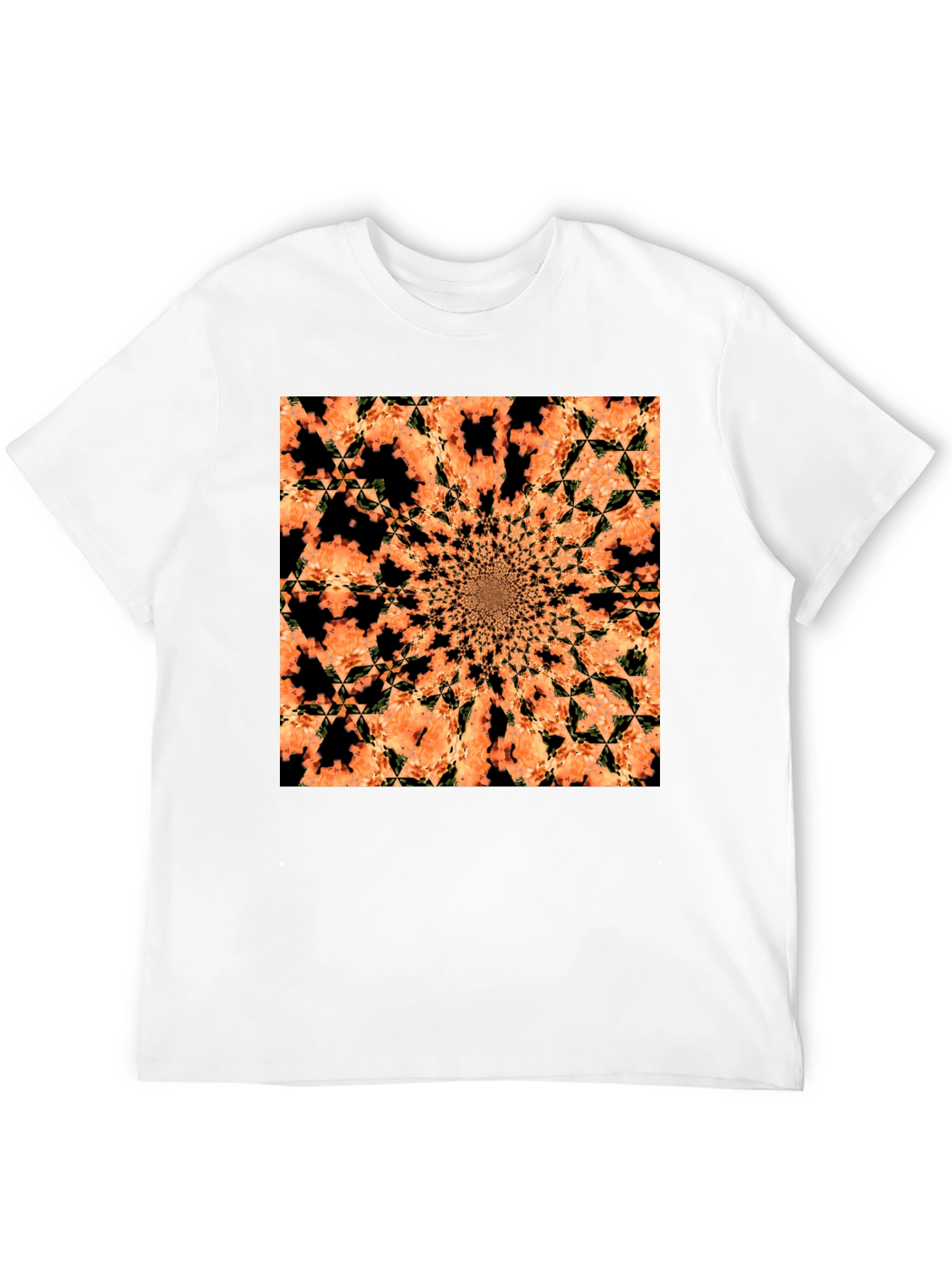 Abstract Kaleidoscope Graphic Tee - Black Cotton T-Shirt