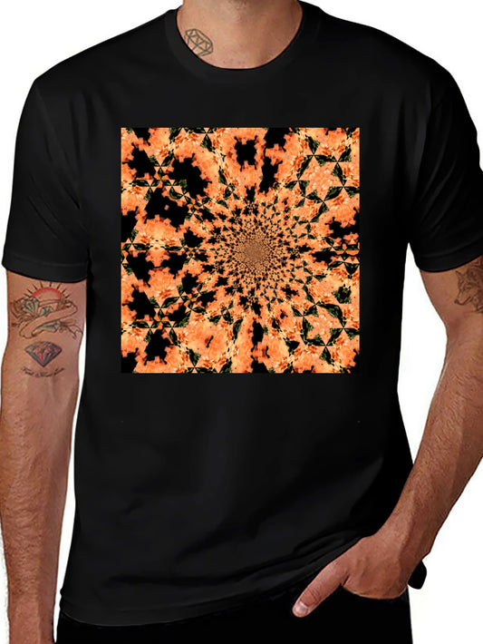 Abstract Kaleidoscope Graphic Tee - Black Cotton T-Shirt