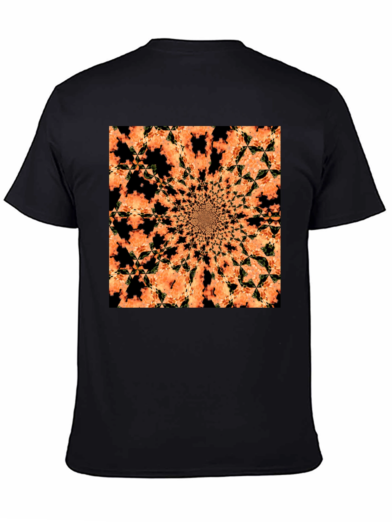 Abstract Kaleidoscope Graphic Tee - Black Cotton T-Shirt