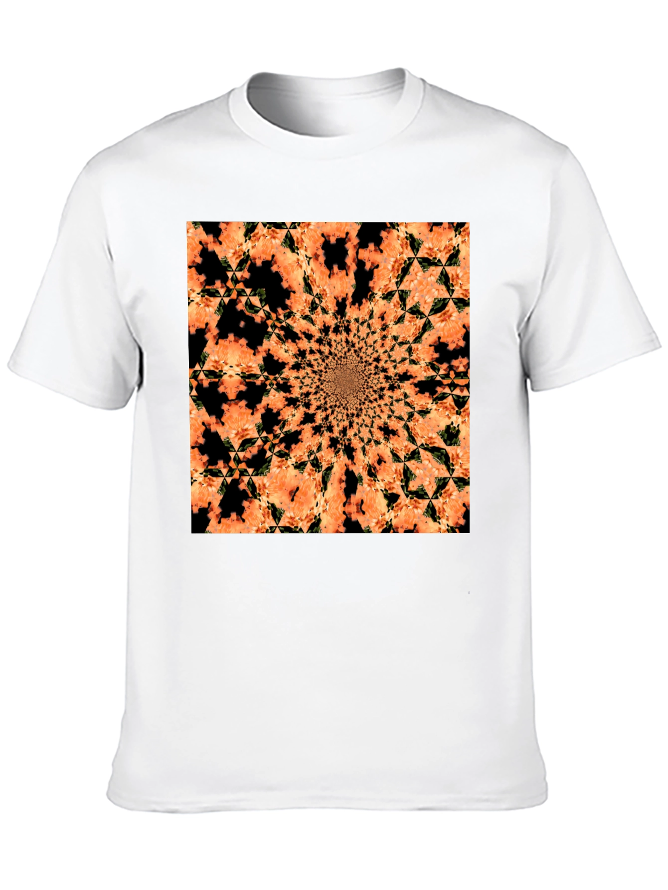 Abstract Kaleidoscope Graphic Tee - Black Cotton T-Shirt