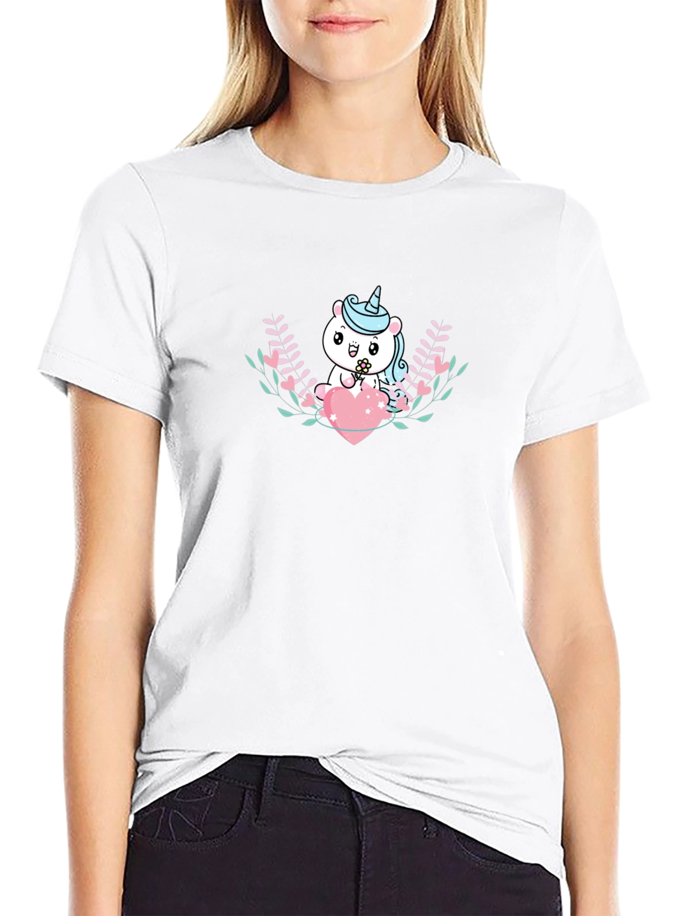 Cute Unicorn Heart Graphic T-Shirt