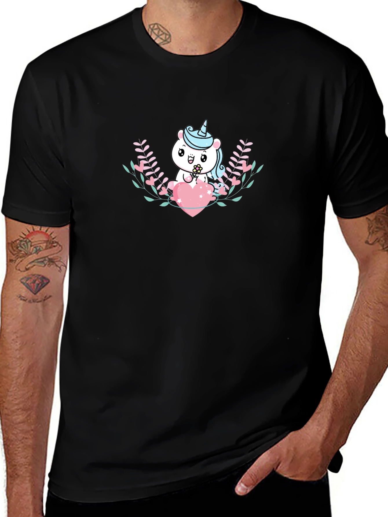Cute Unicorn Heart Graphic T-Shirt