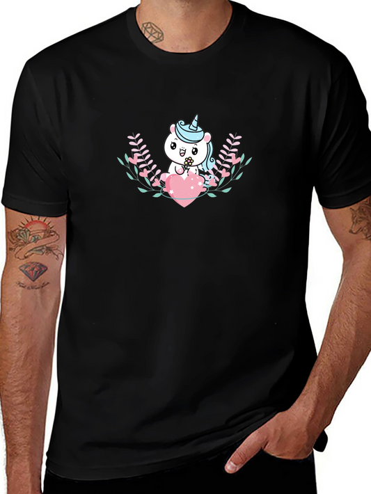 Cute Unicorn Heart Graphic T-Shirt