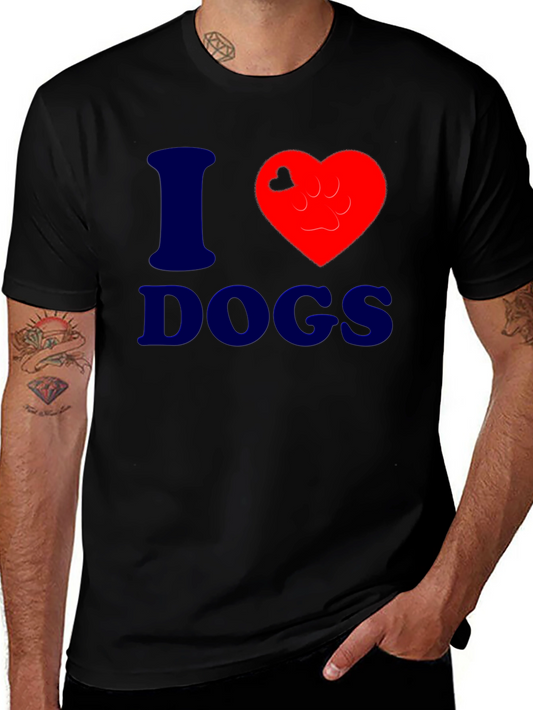 I Heart Dogs Graphic Tee - Black Short Sleeve Shirt