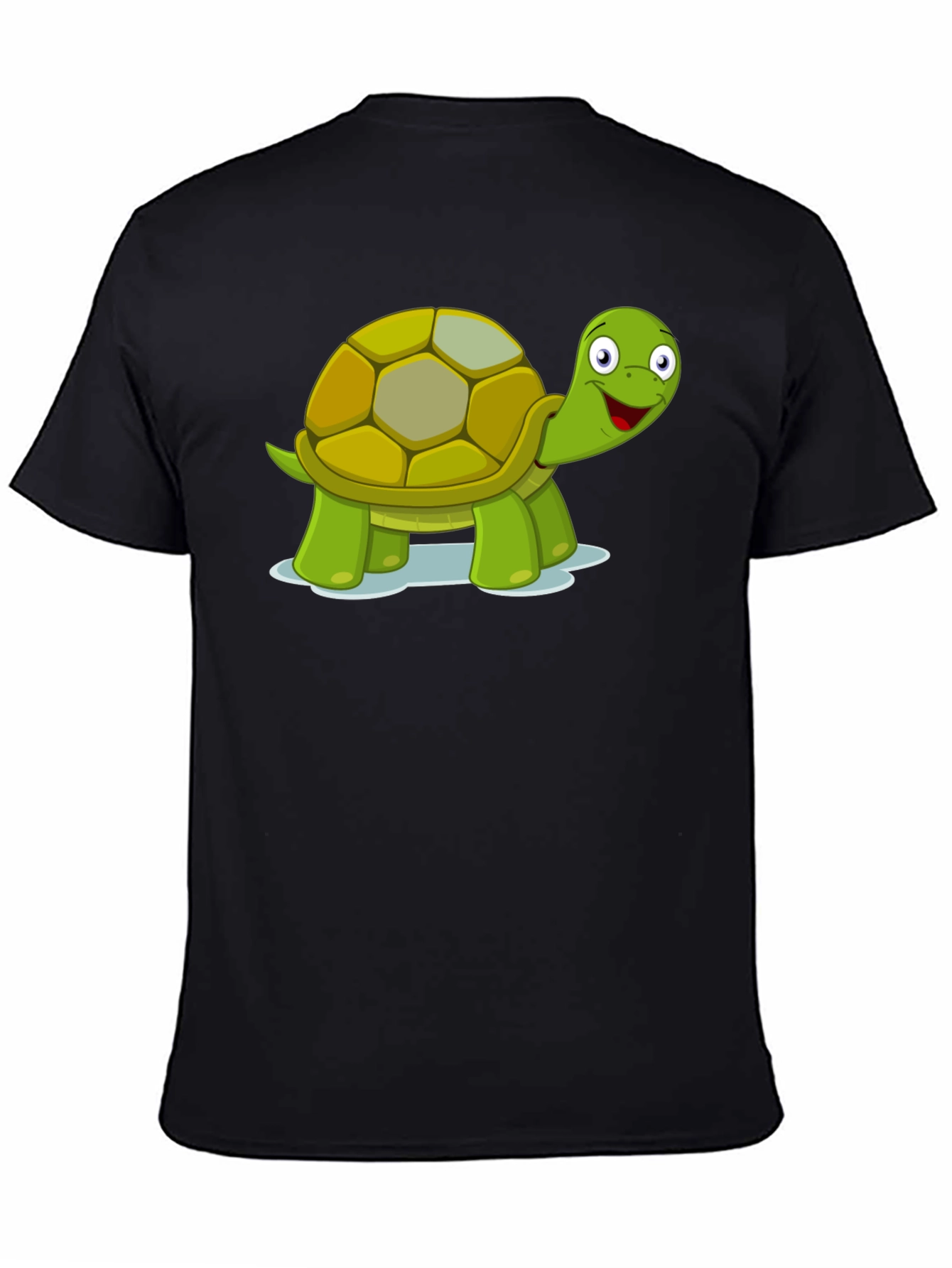 Turtle Cartoon Black T-Shirt