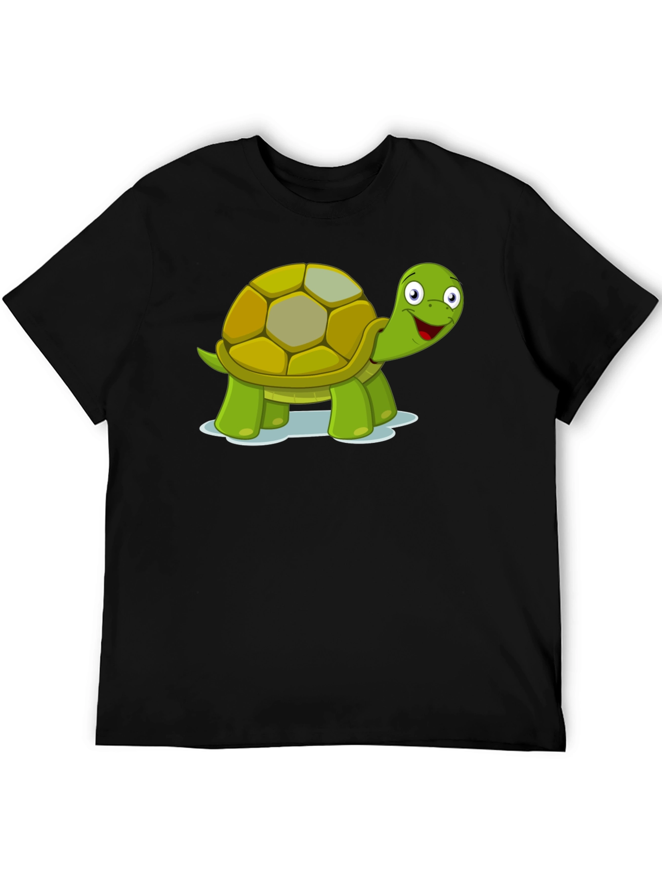 Turtle Cartoon Black T-Shirt