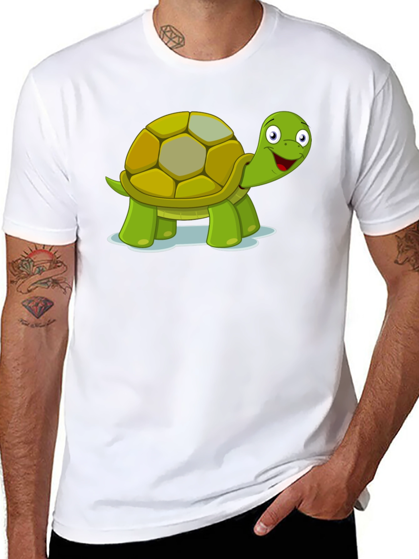 Turtle Cartoon Black T-Shirt
