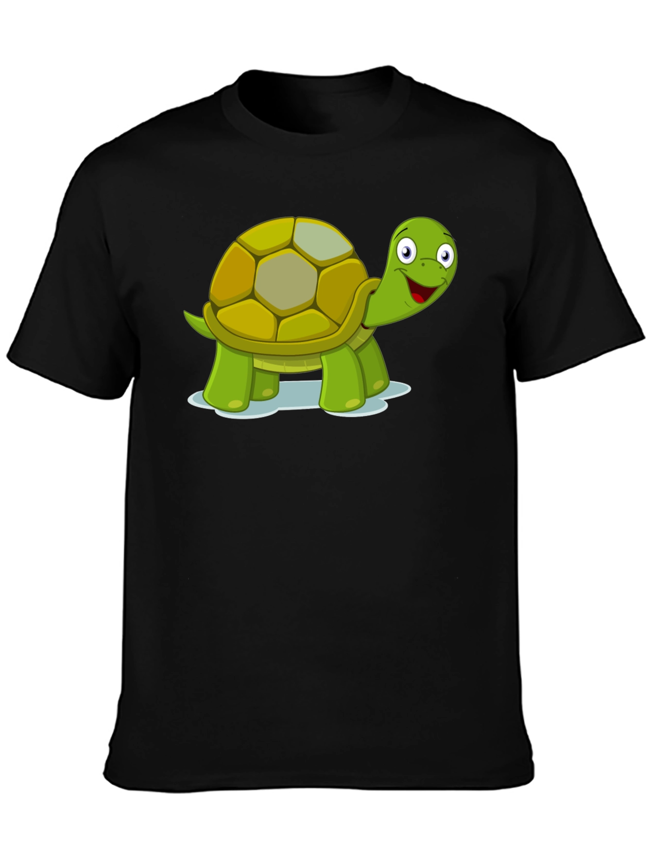 Turtle Cartoon Black T-Shirt