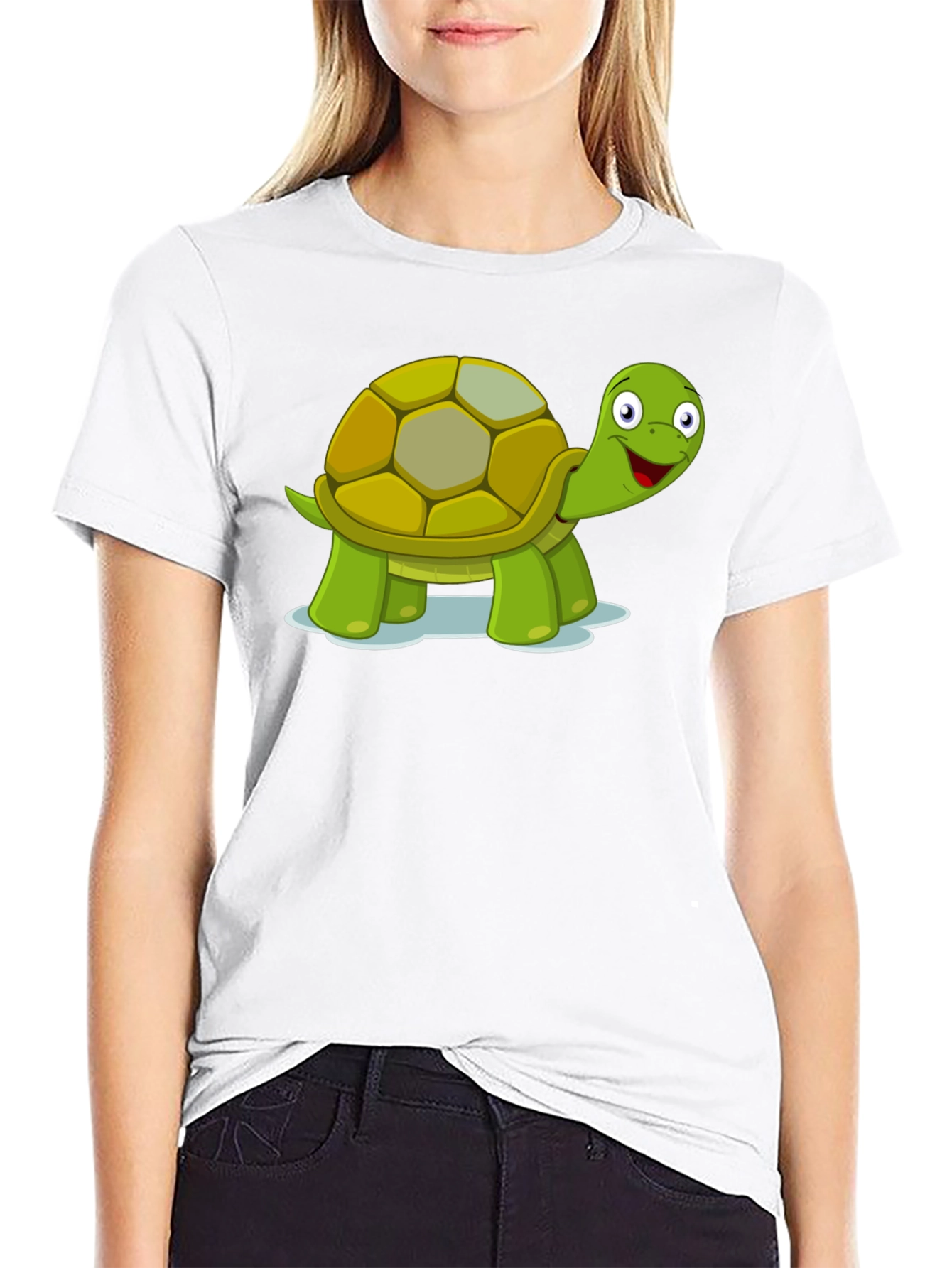 Turtle Cartoon Black T-Shirt