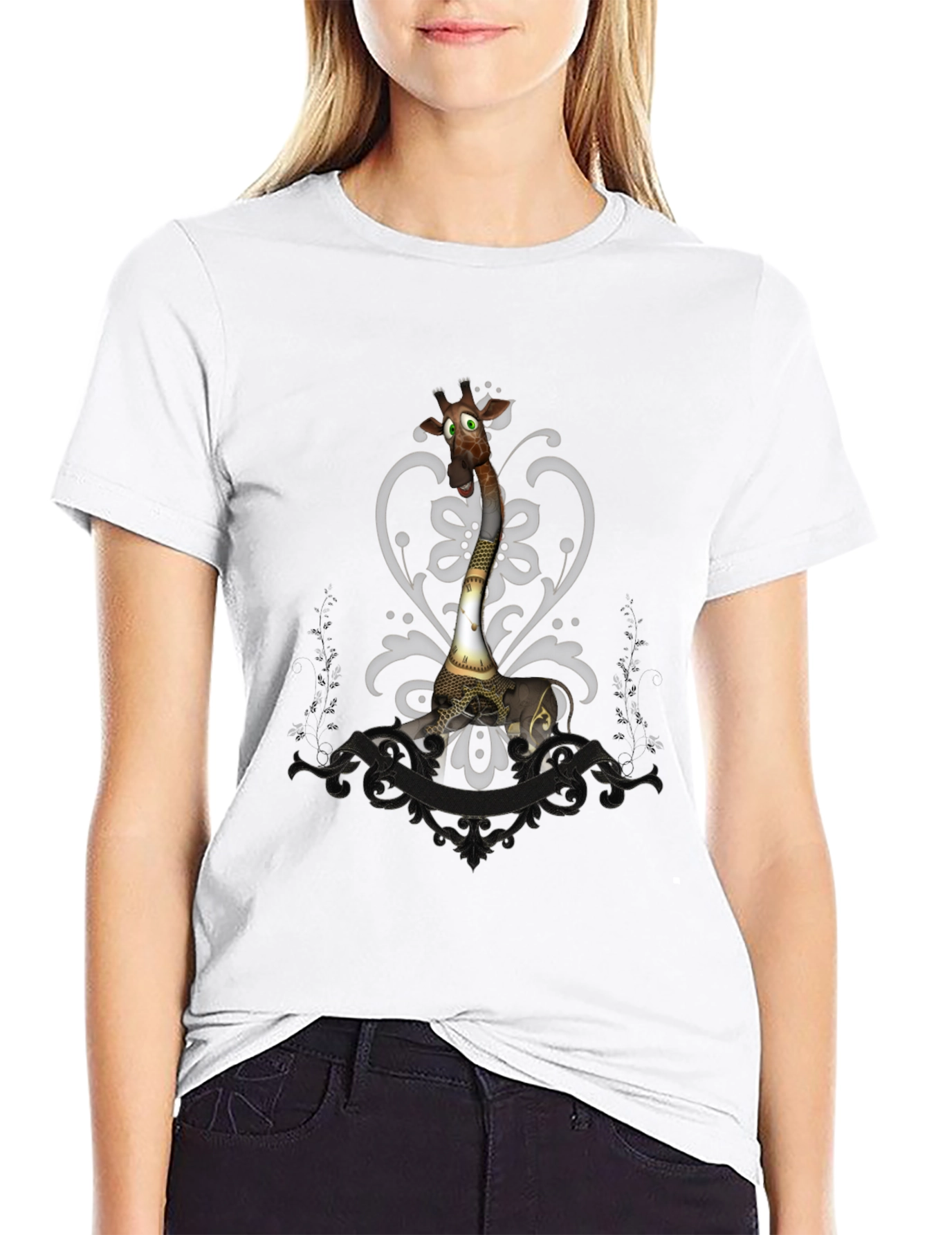 Steampunk Giraffe Graphic Tee - Unique Animal T-Shirt