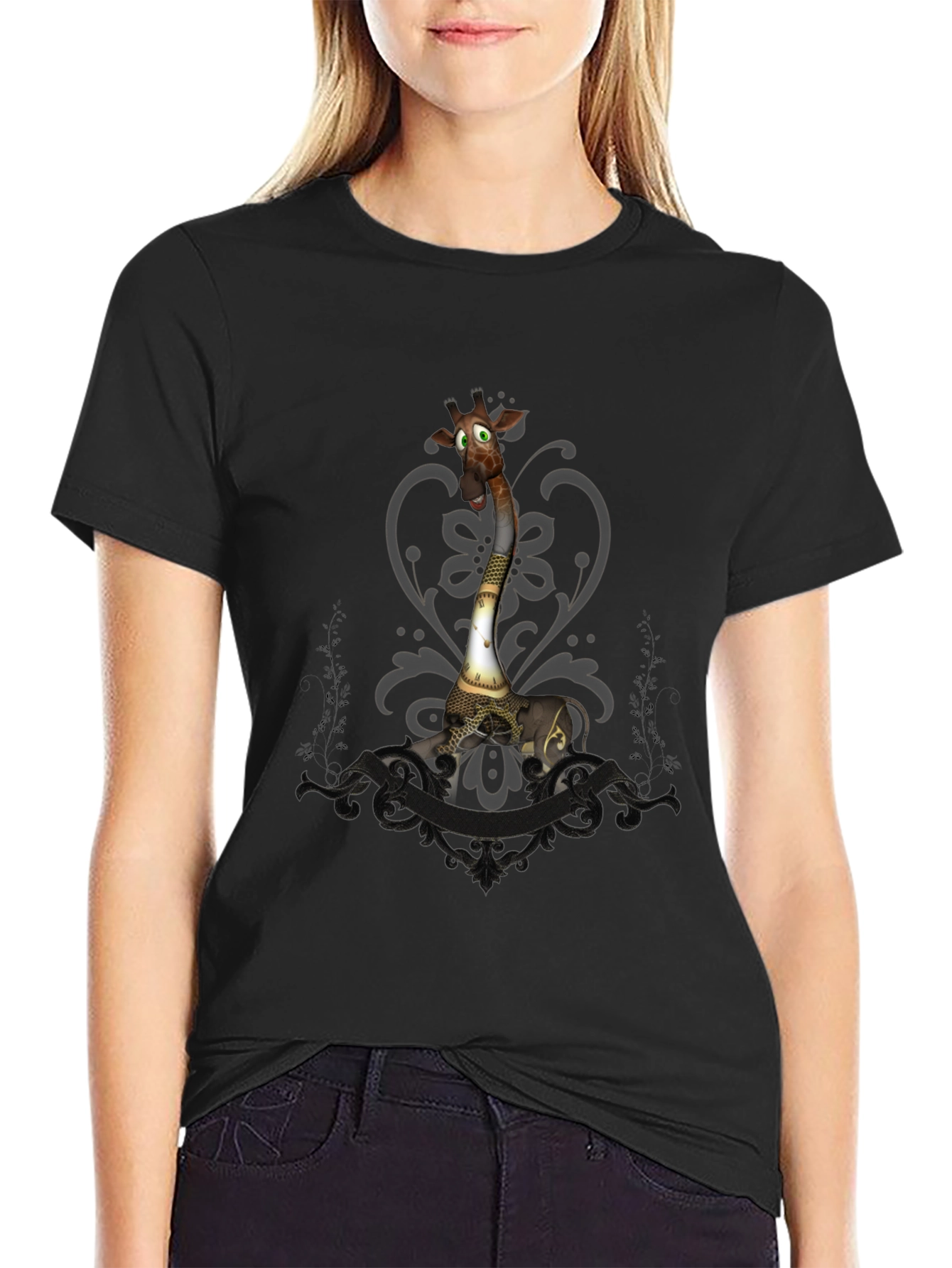 Steampunk Giraffe Graphic Tee - Unique Animal T-Shirt