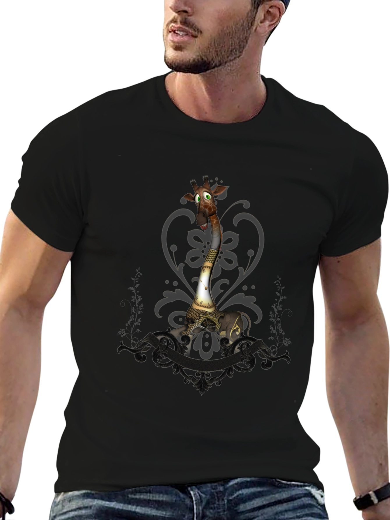 Steampunk Giraffe Graphic Tee - Unique Animal T-Shirt
