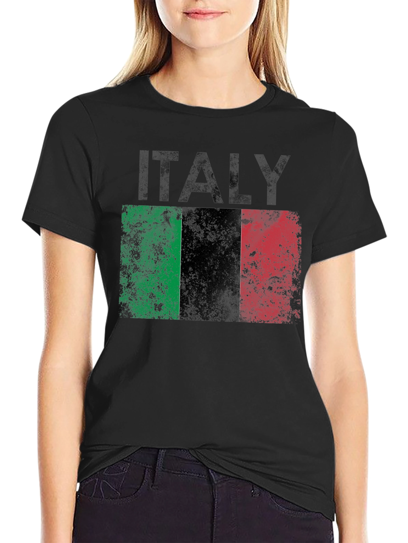 Italy Flag Graphic T-Shirt - Distressed Print Tee