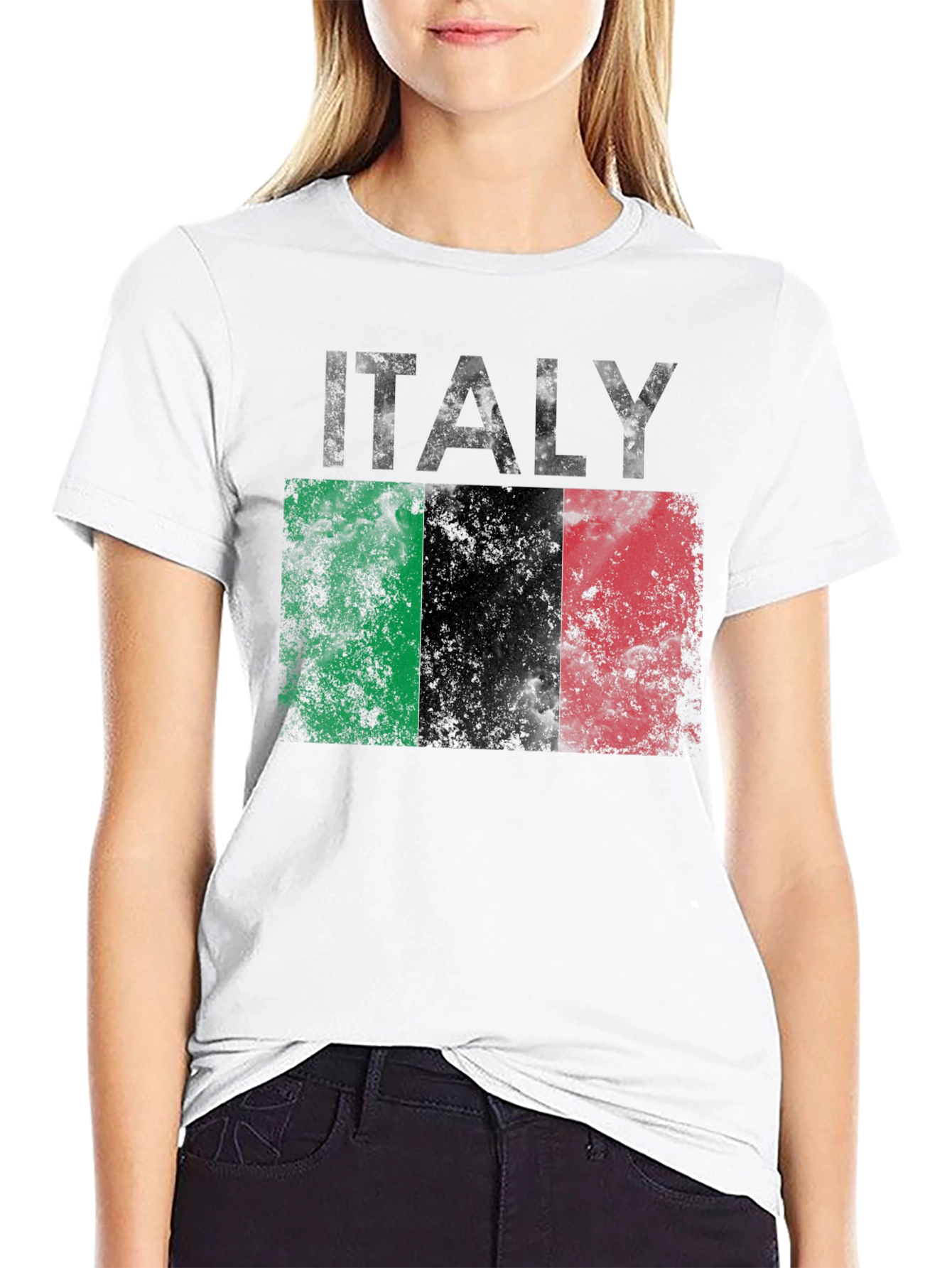 Italy Flag Graphic T-Shirt - Distressed Print Tee