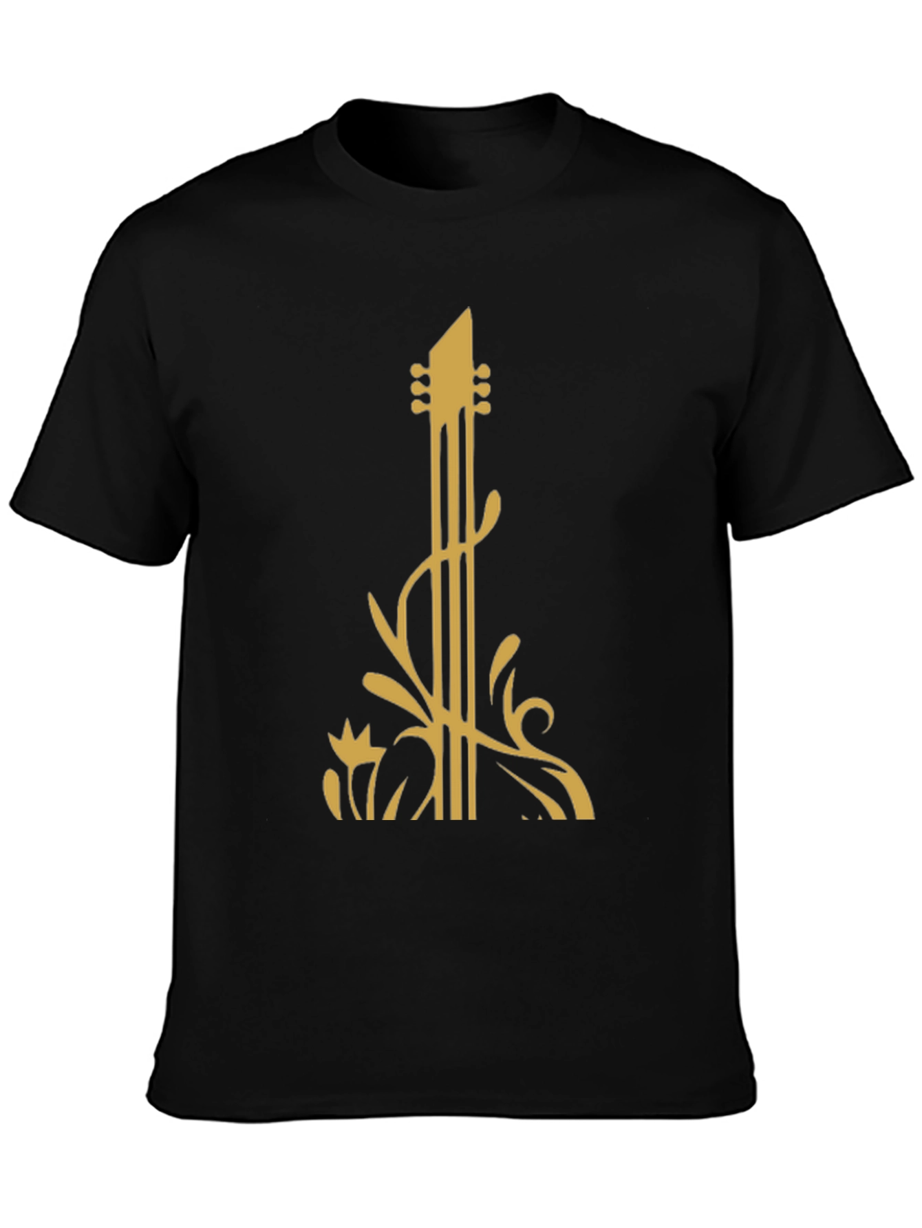 Guitar Art Black T-Shirt: Stylish Music Lover Tee