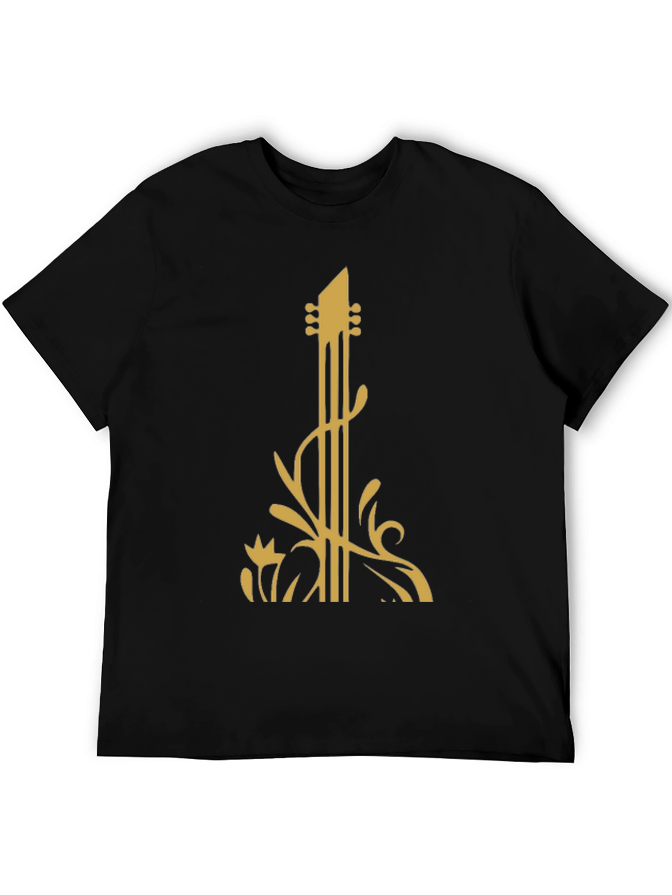 Guitar Art Black T-Shirt: Stylish Music Lover Tee