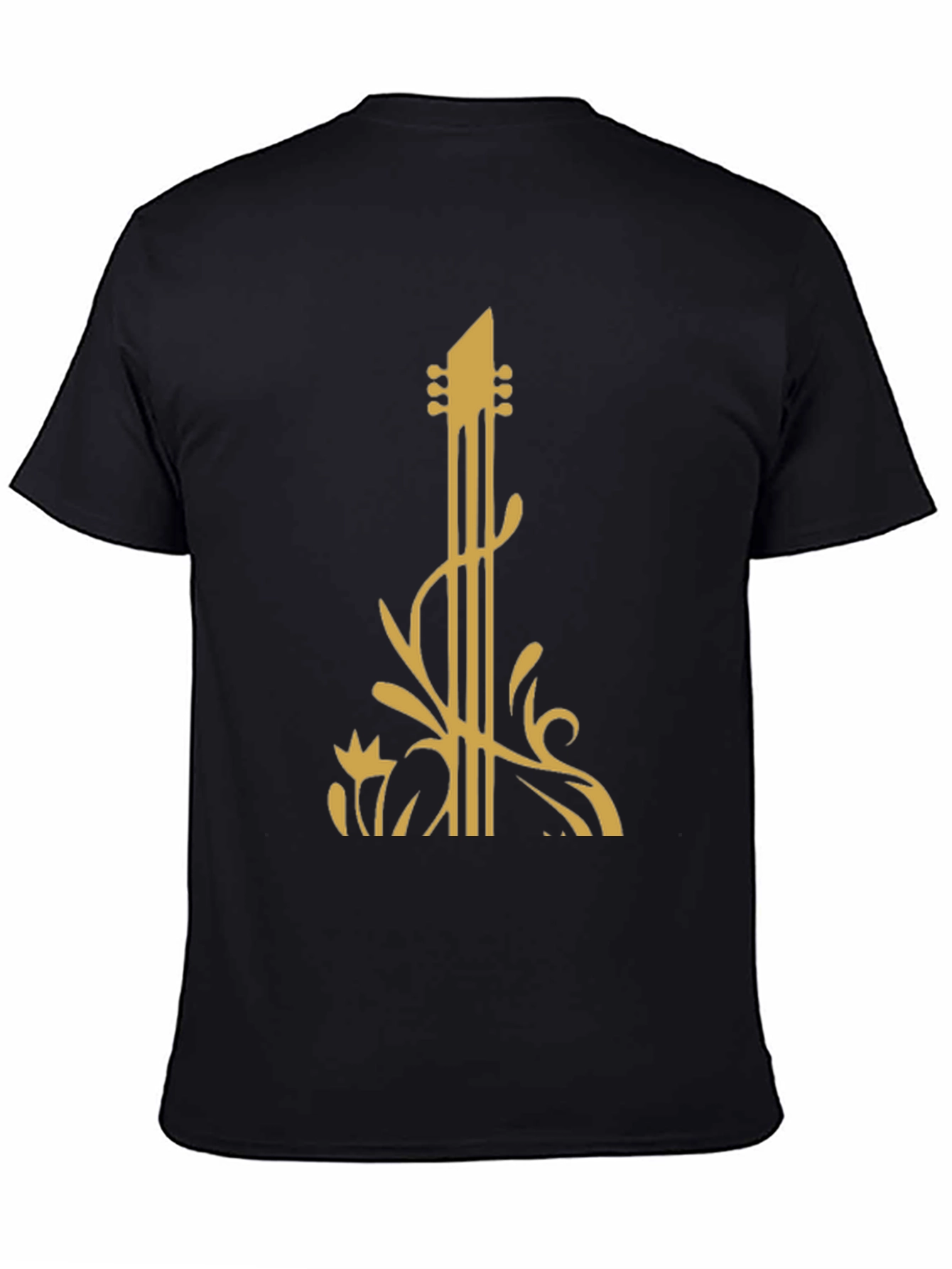 Guitar Art Black T-Shirt: Stylish Music Lover Tee
