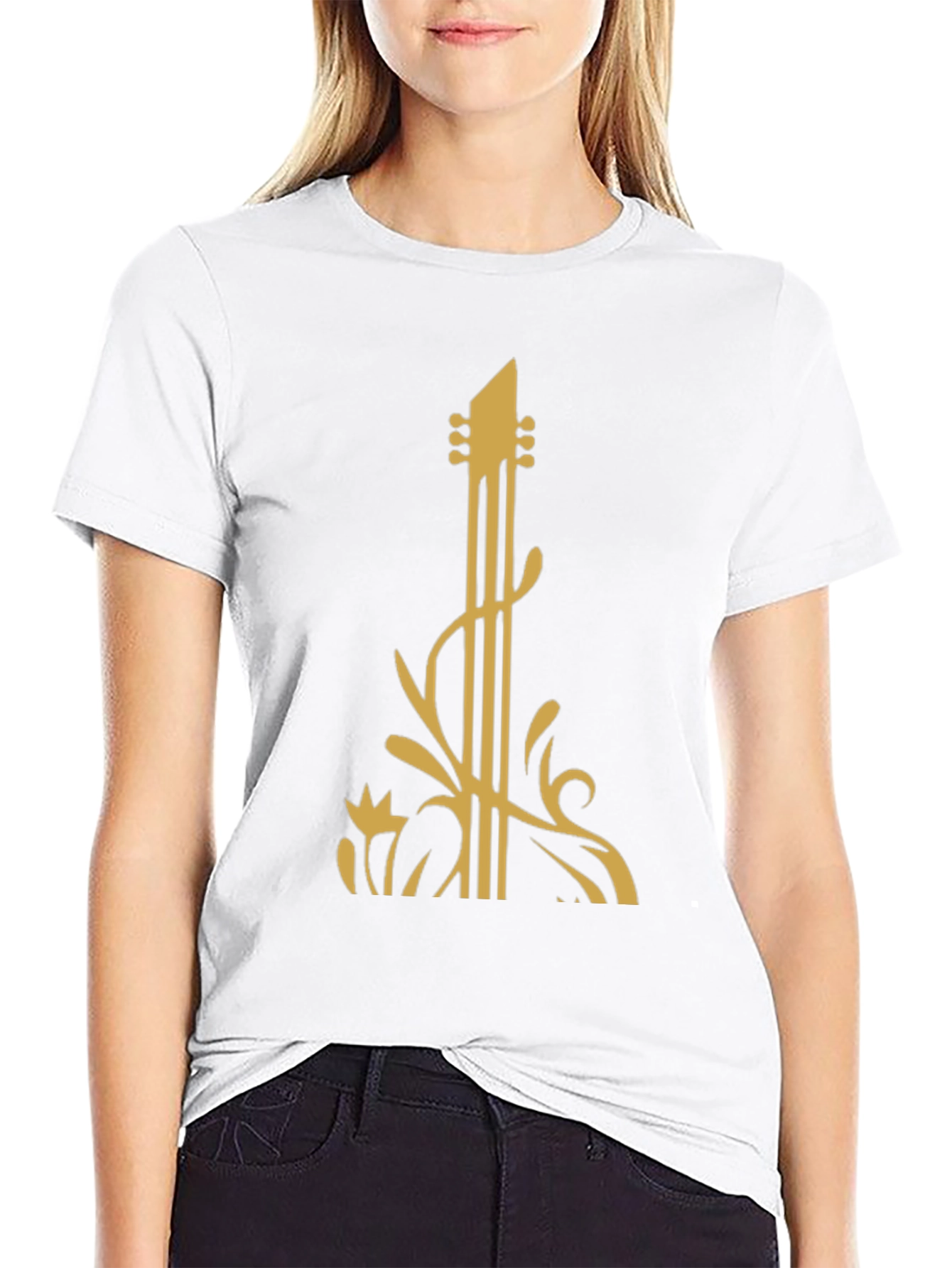 Guitar Art Black T-Shirt: Stylish Music Lover Tee
