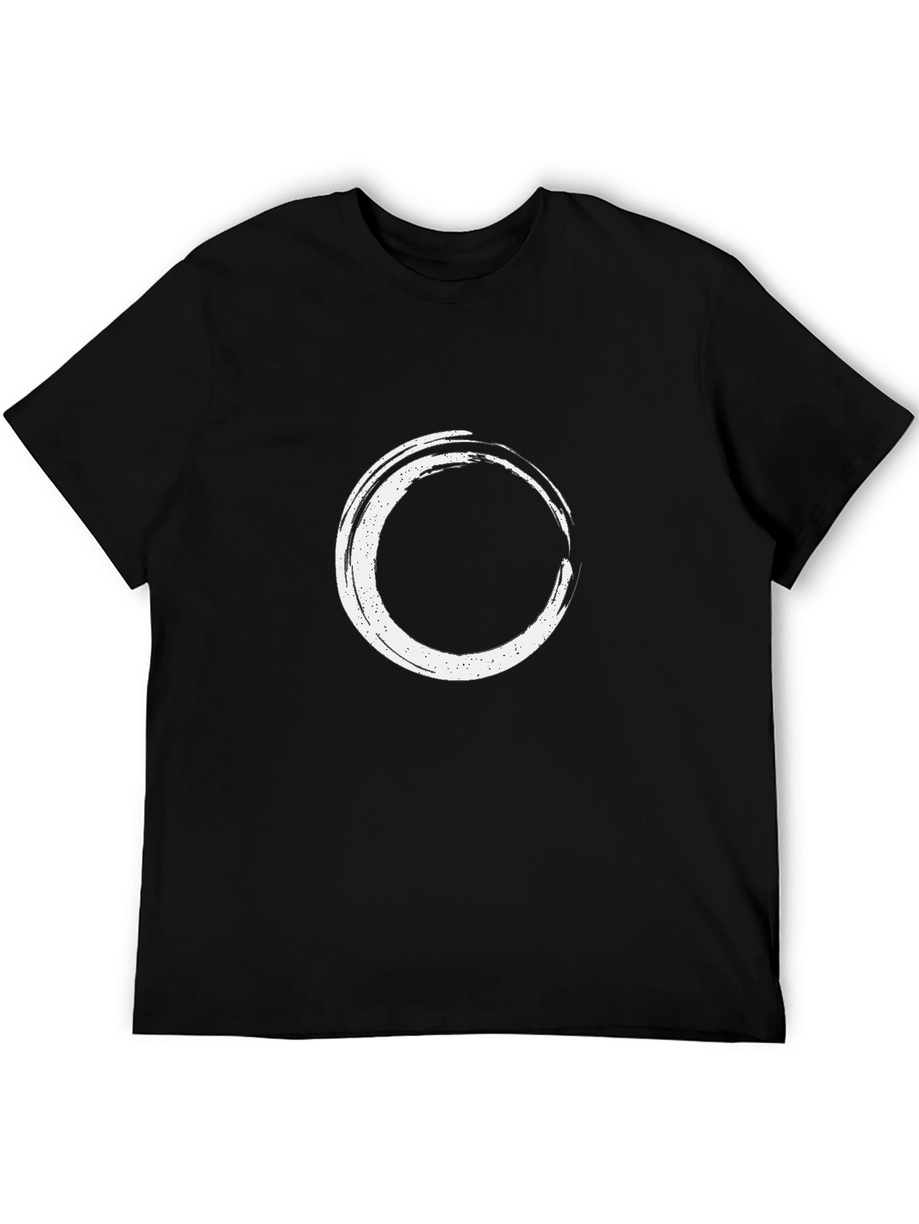 Mens Black T-Shirt with White Circle Graphic