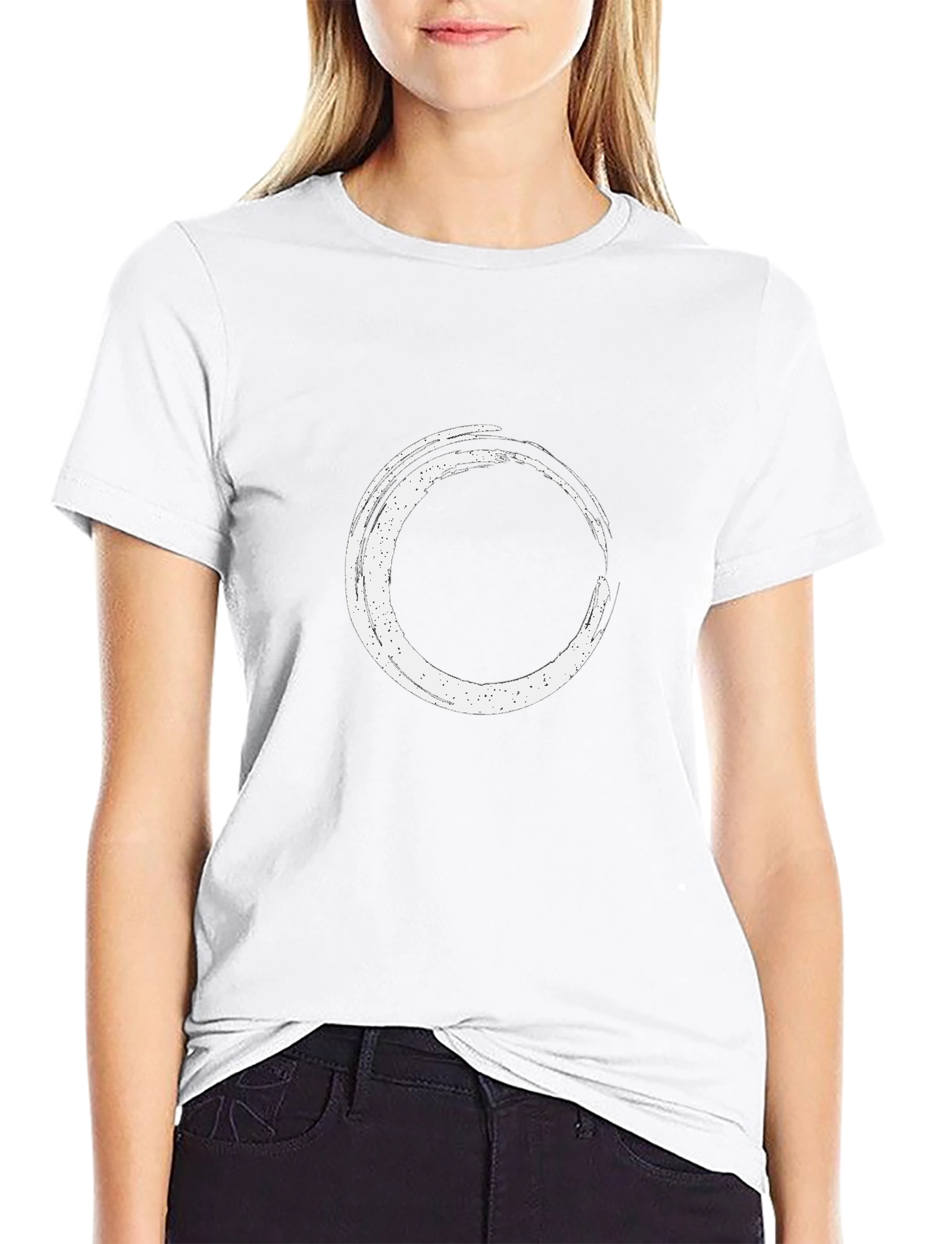 Mens Black T-Shirt with White Circle Graphic