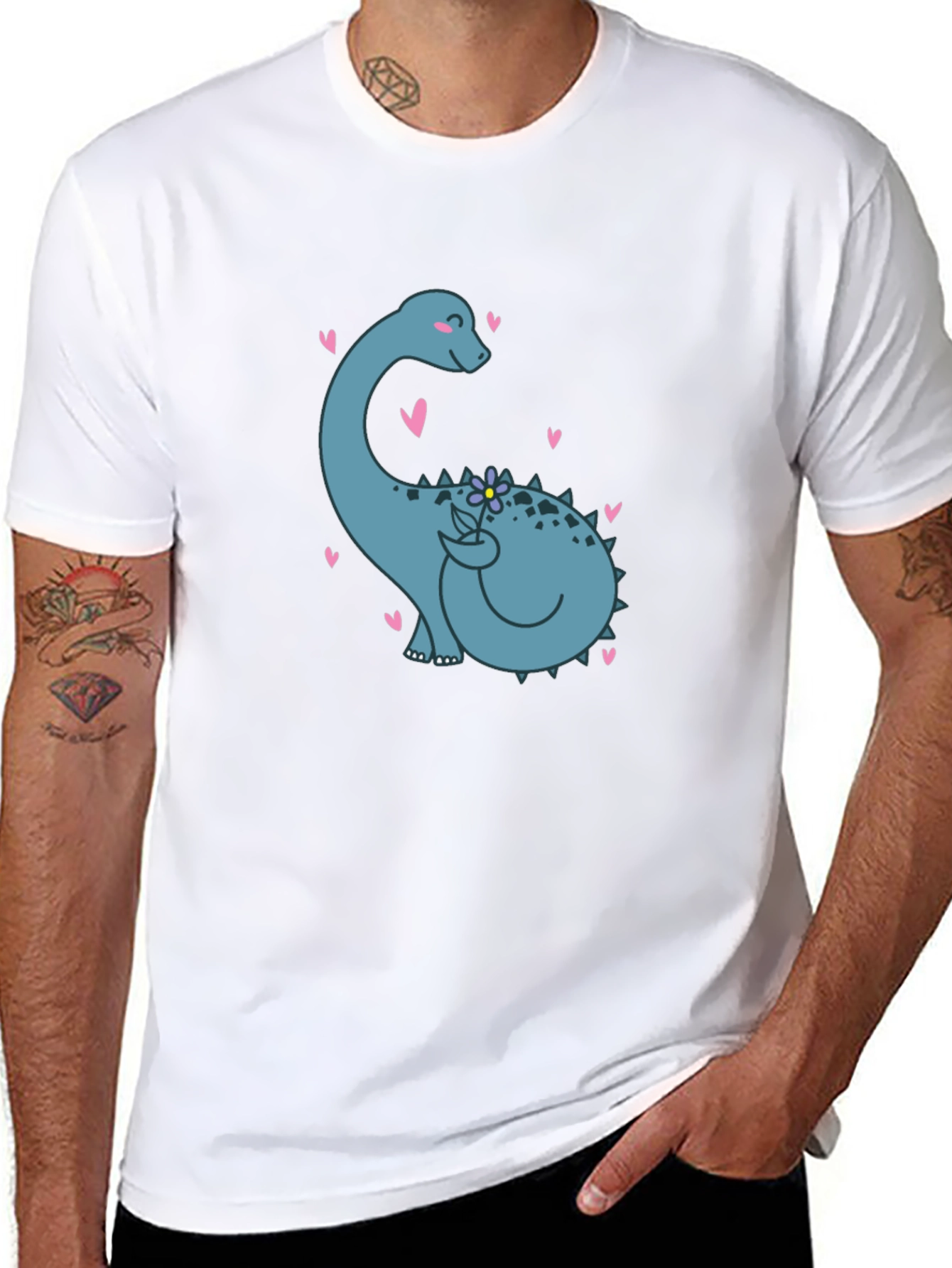 Cute Dino Holding Flower T-Shirt