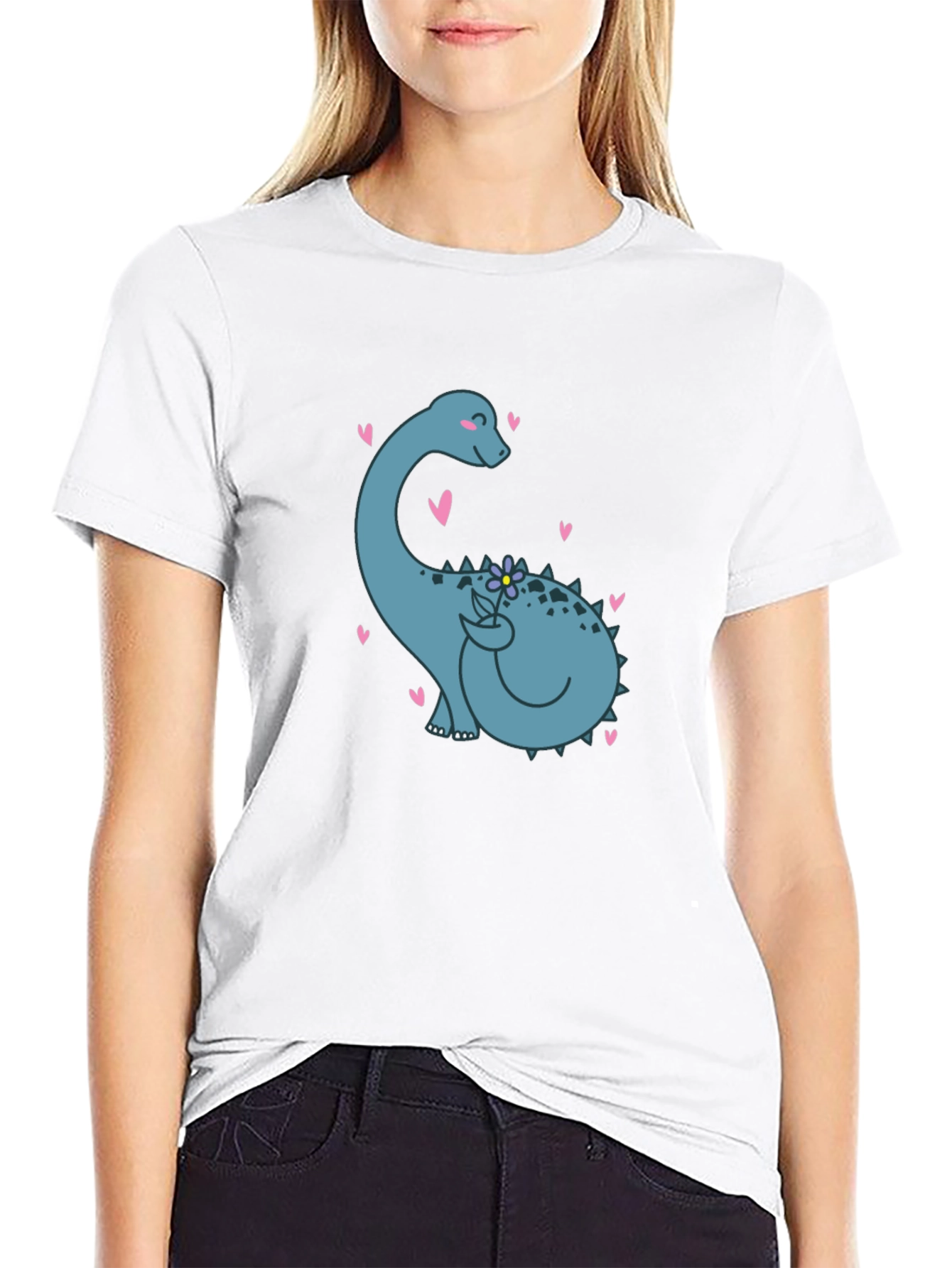 Cute Dino Holding Flower T-Shirt