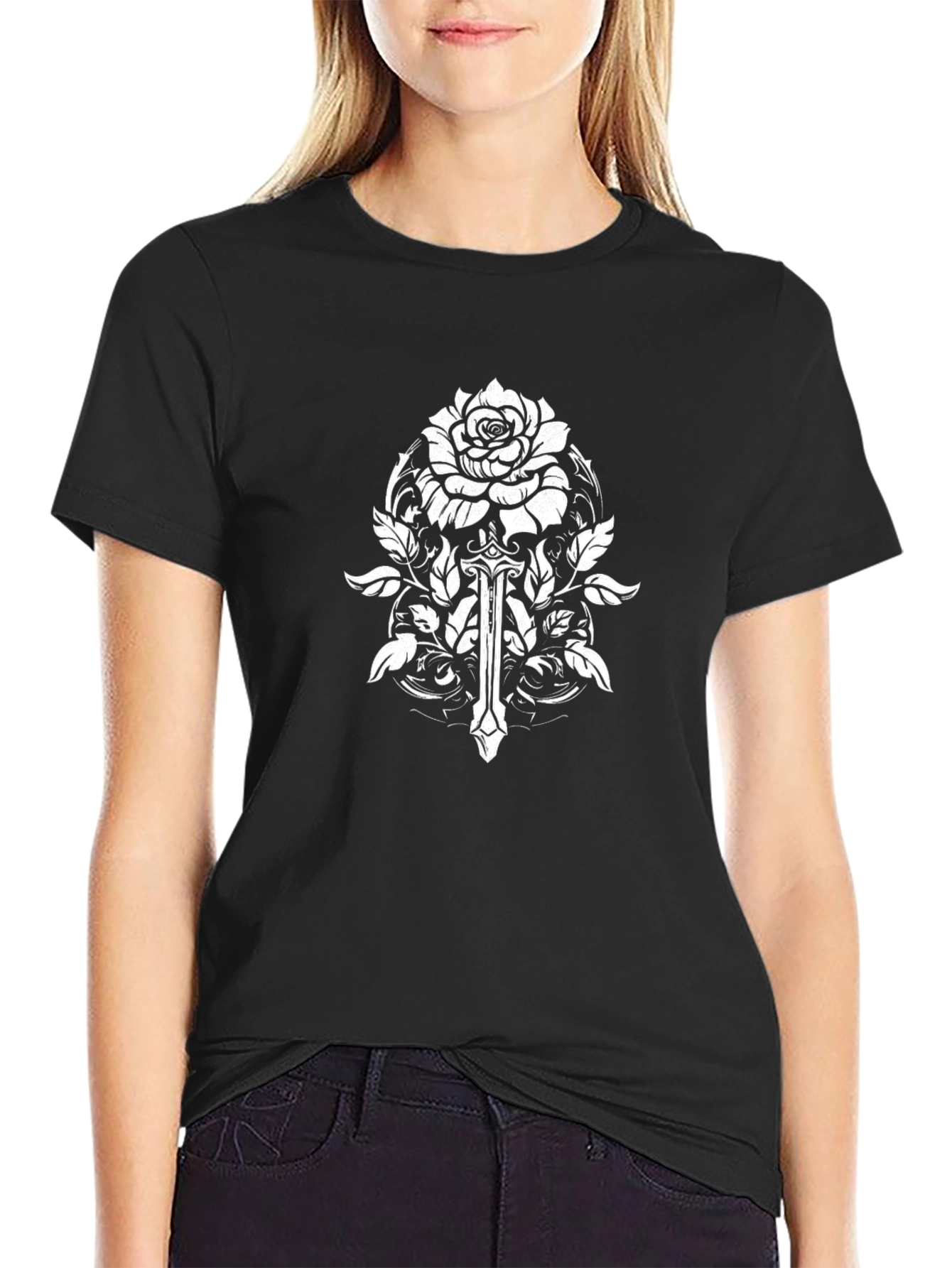 Rose & Sword Graphic Tee - Black T-Shirt