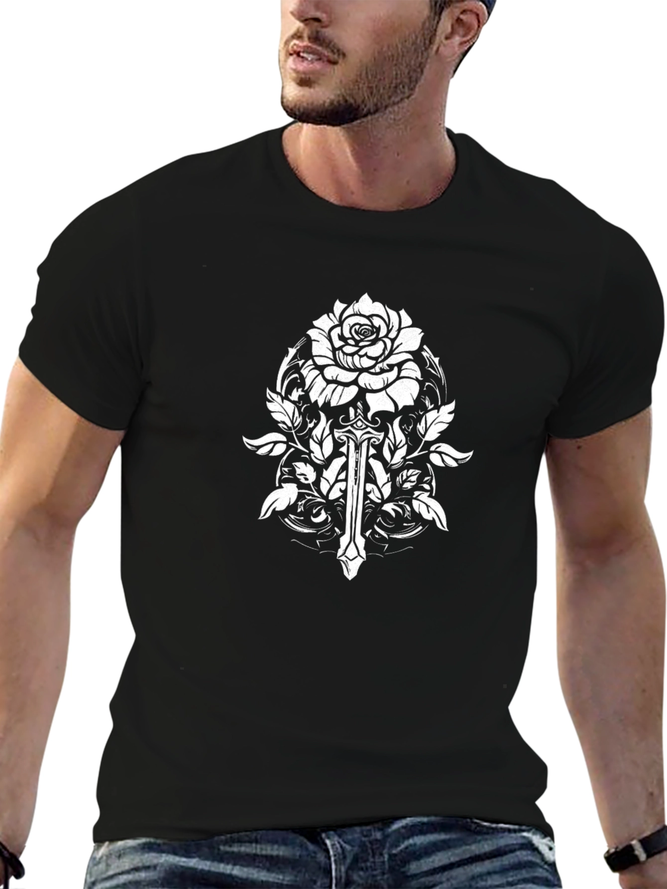 Rose & Sword Graphic Tee - Black T-Shirt
