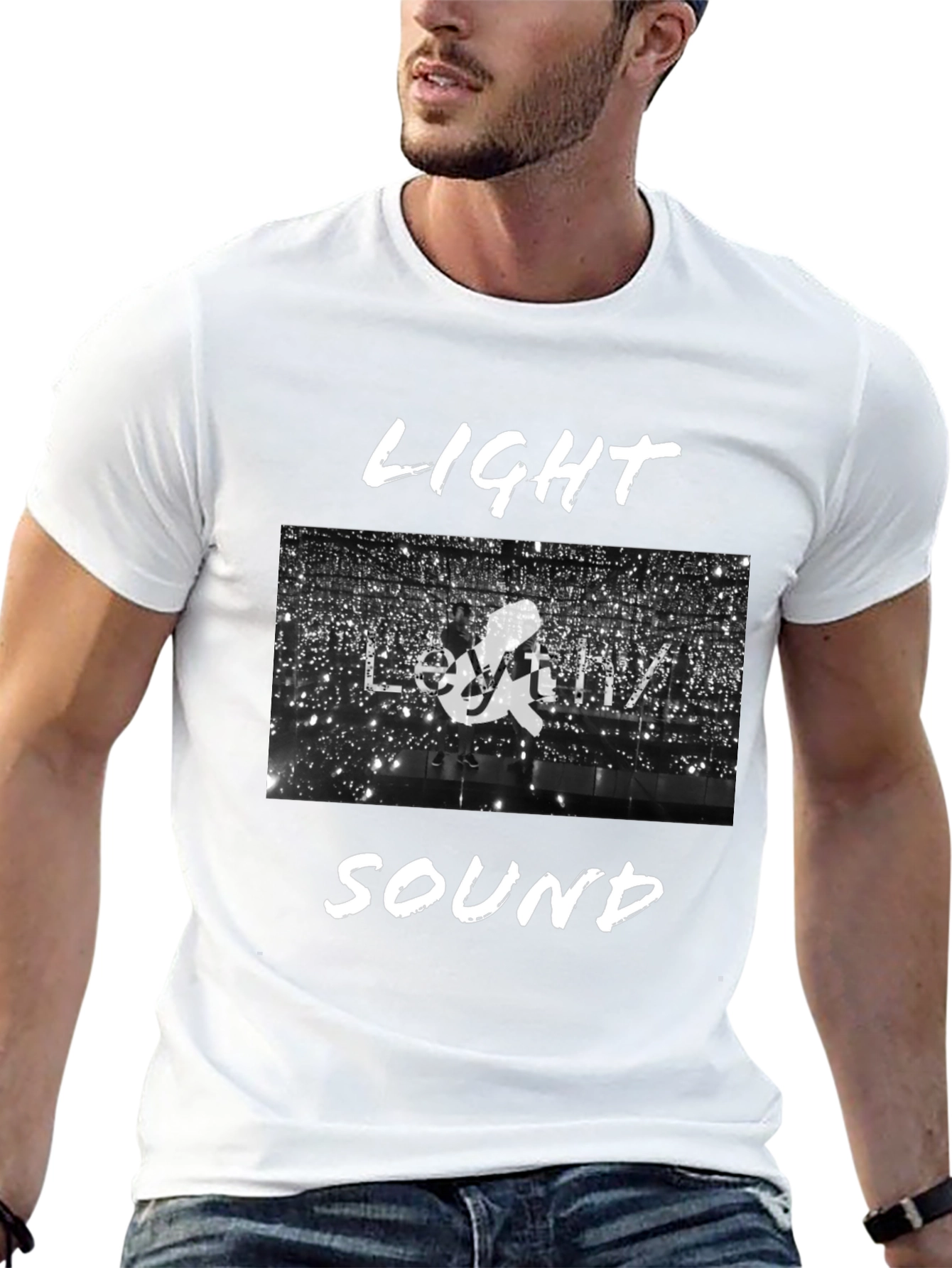 Light & Sound Graphic Tee - Black Cotton Blend