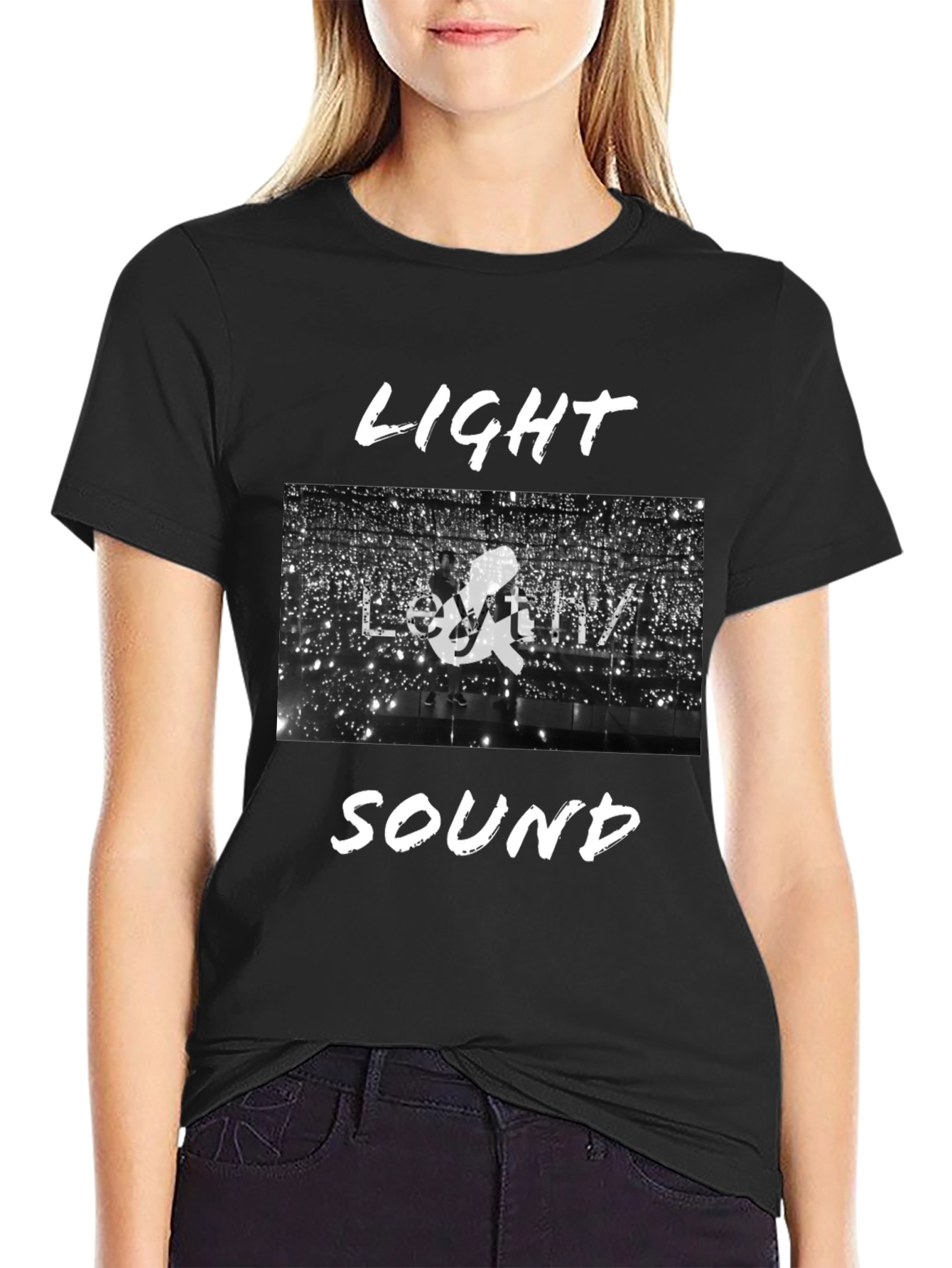 Light & Sound Graphic Tee - Black Cotton Blend