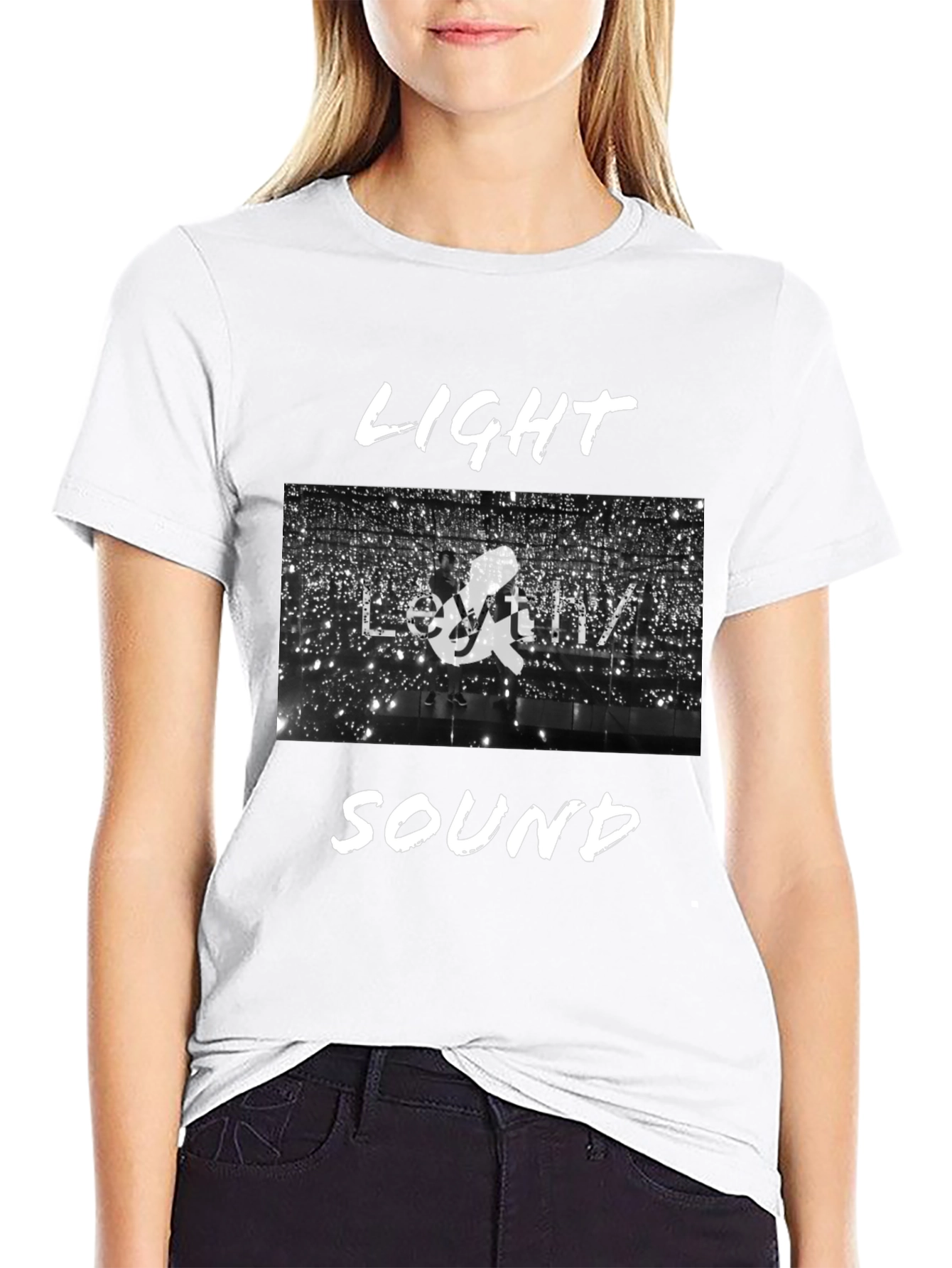 Light & Sound Graphic Tee - Black Cotton Blend