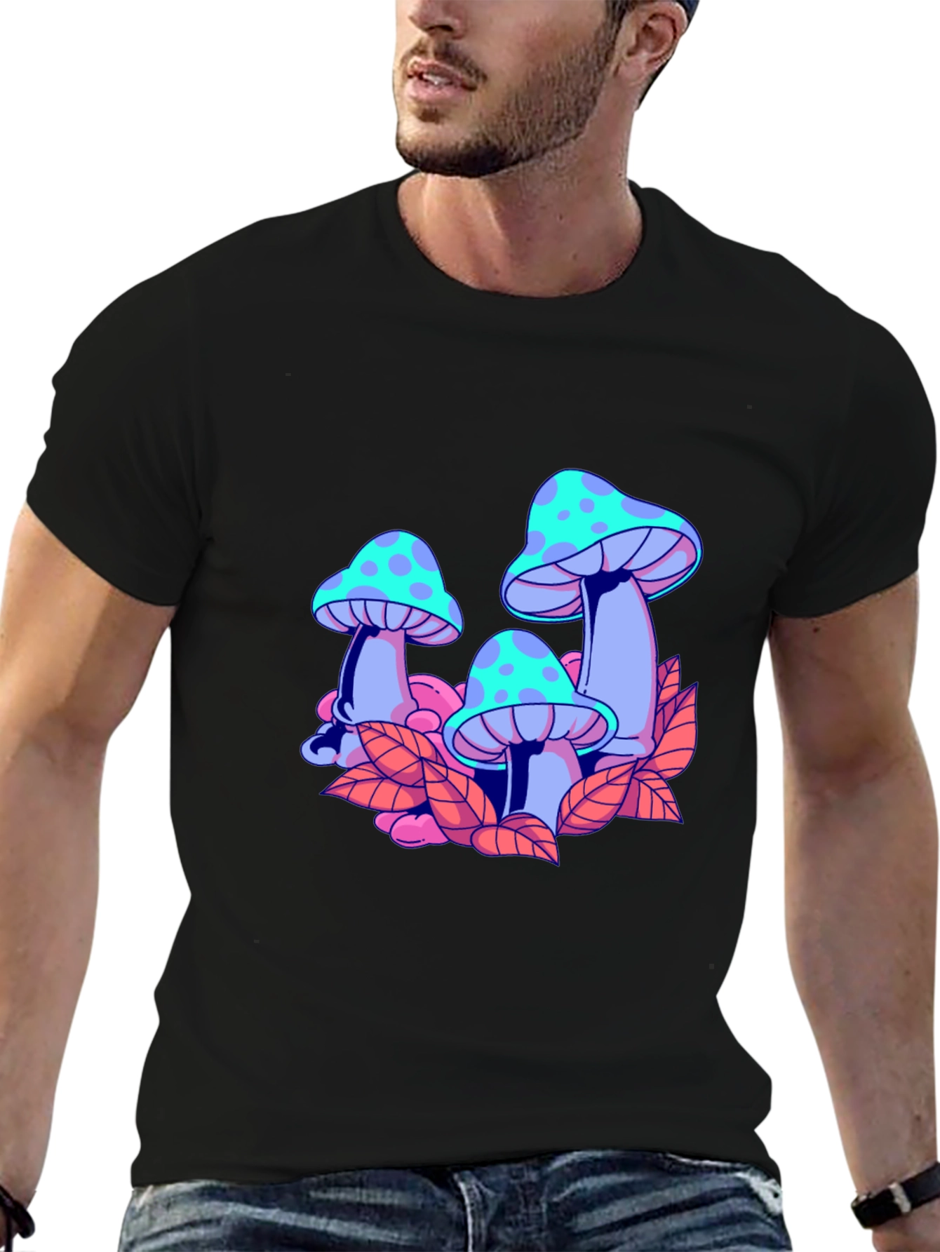 Mushroom Graphic Black T-Shirt