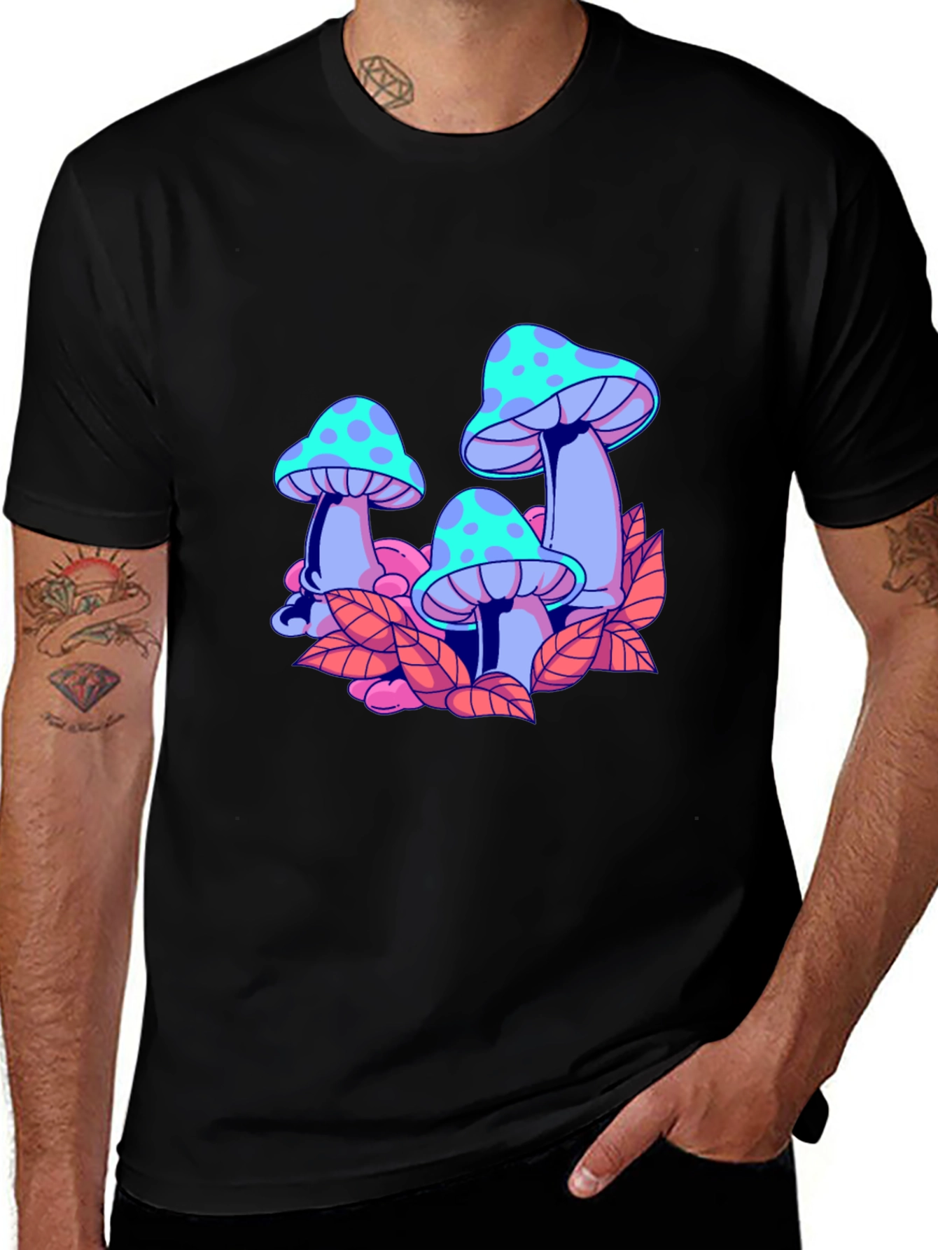 Mushroom Graphic Black T-Shirt