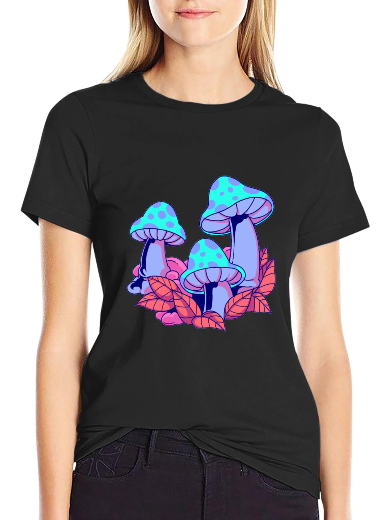 Mushroom Graphic Black T-Shirt