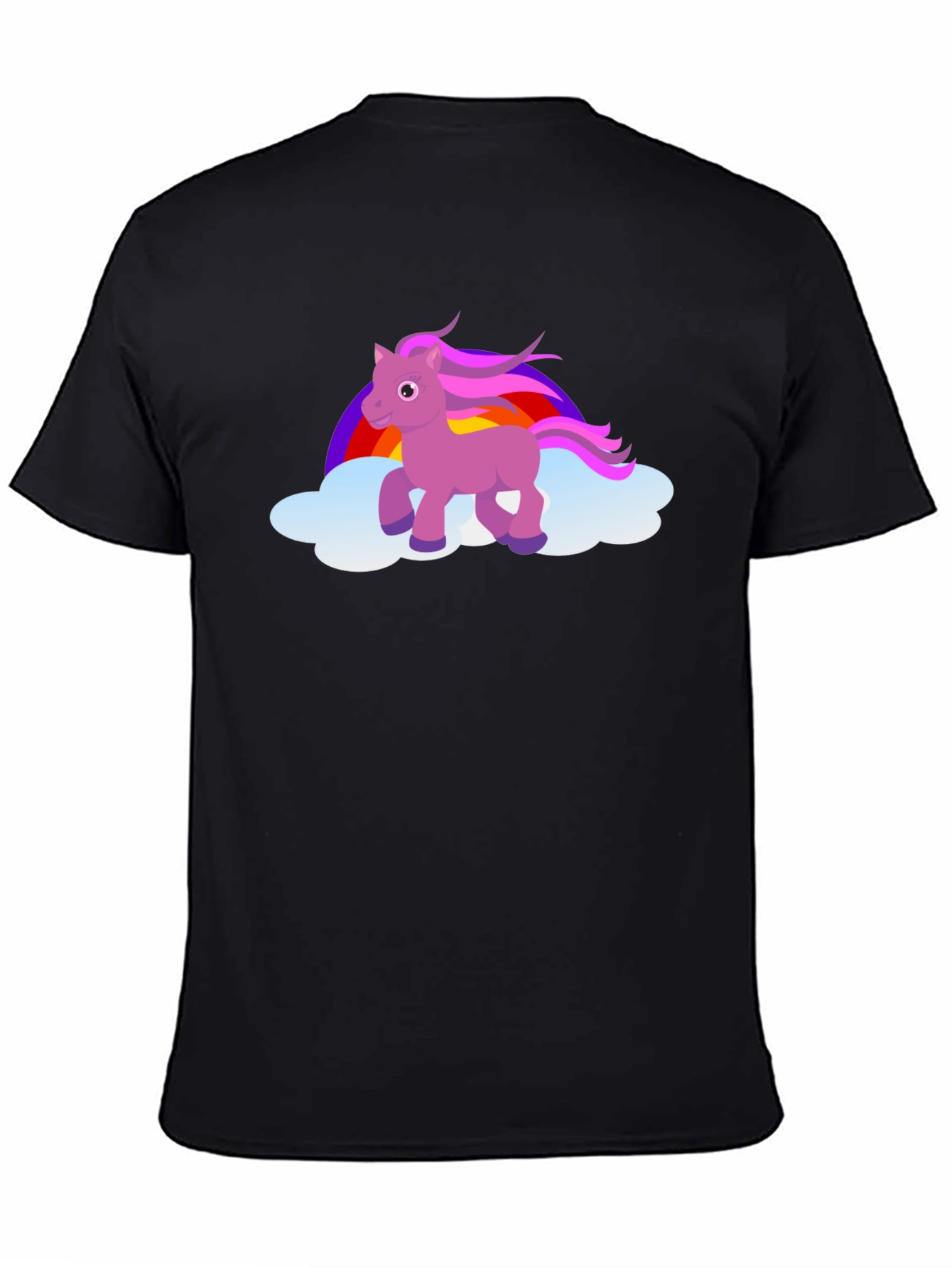 Unicorn Rainbow Cloud Black T-Shirt