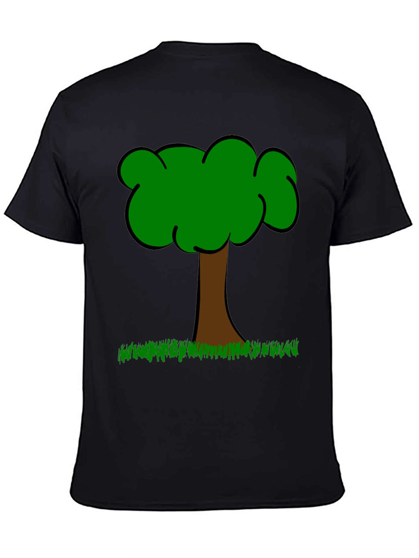Cartoon Tree Graphic T-Shirt - Casual Crew Neck Tee