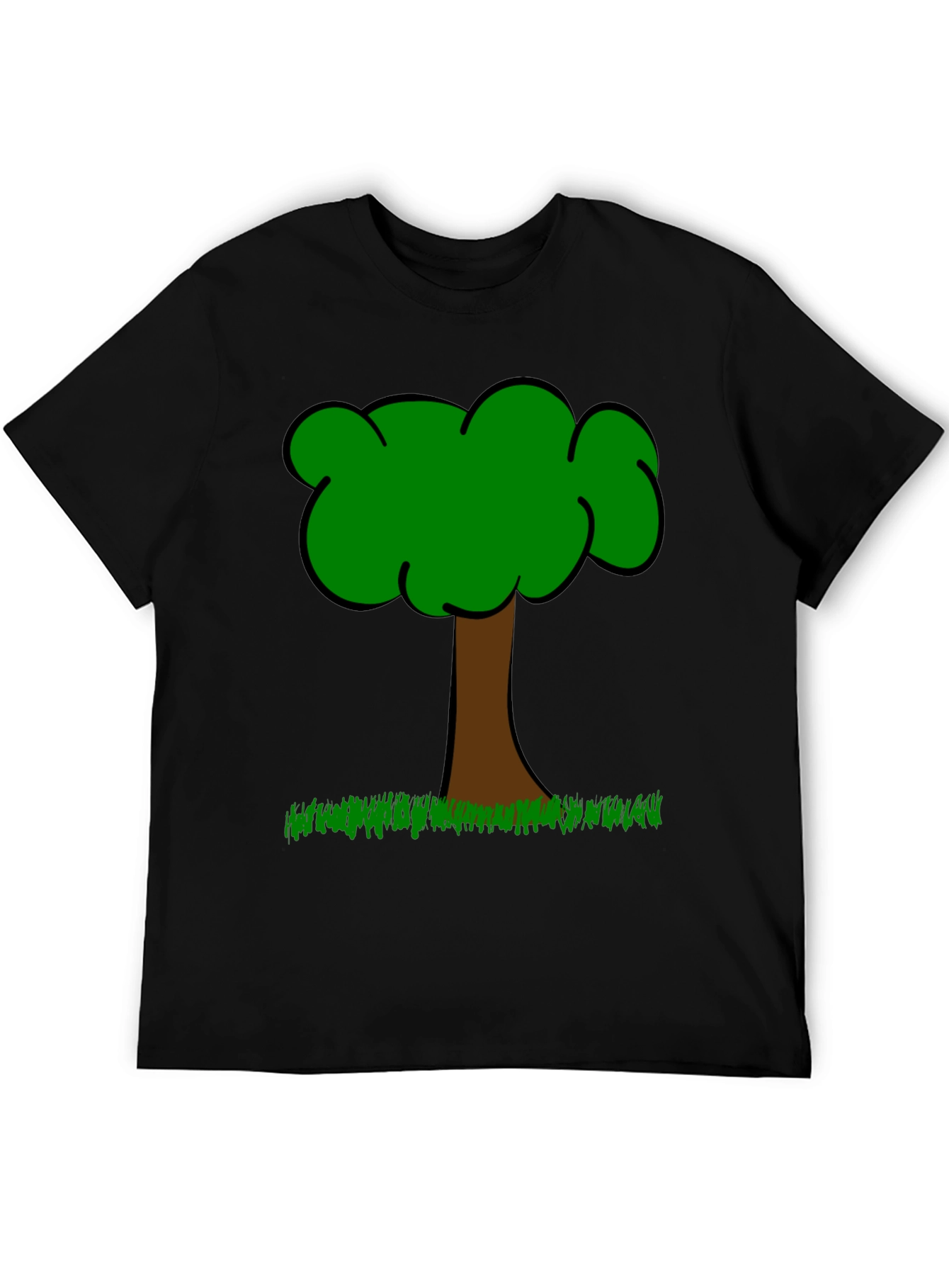 Cartoon Tree Graphic T-Shirt - Casual Crew Neck Tee