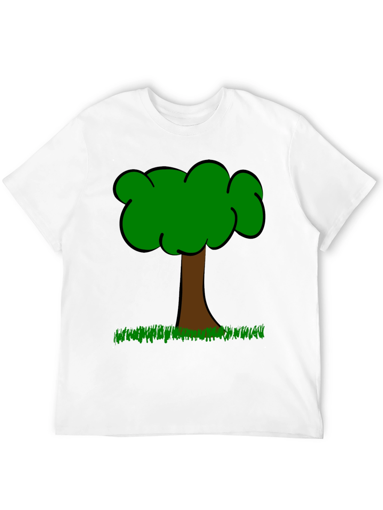 Cartoon Tree Graphic T-Shirt - Casual Crew Neck Tee