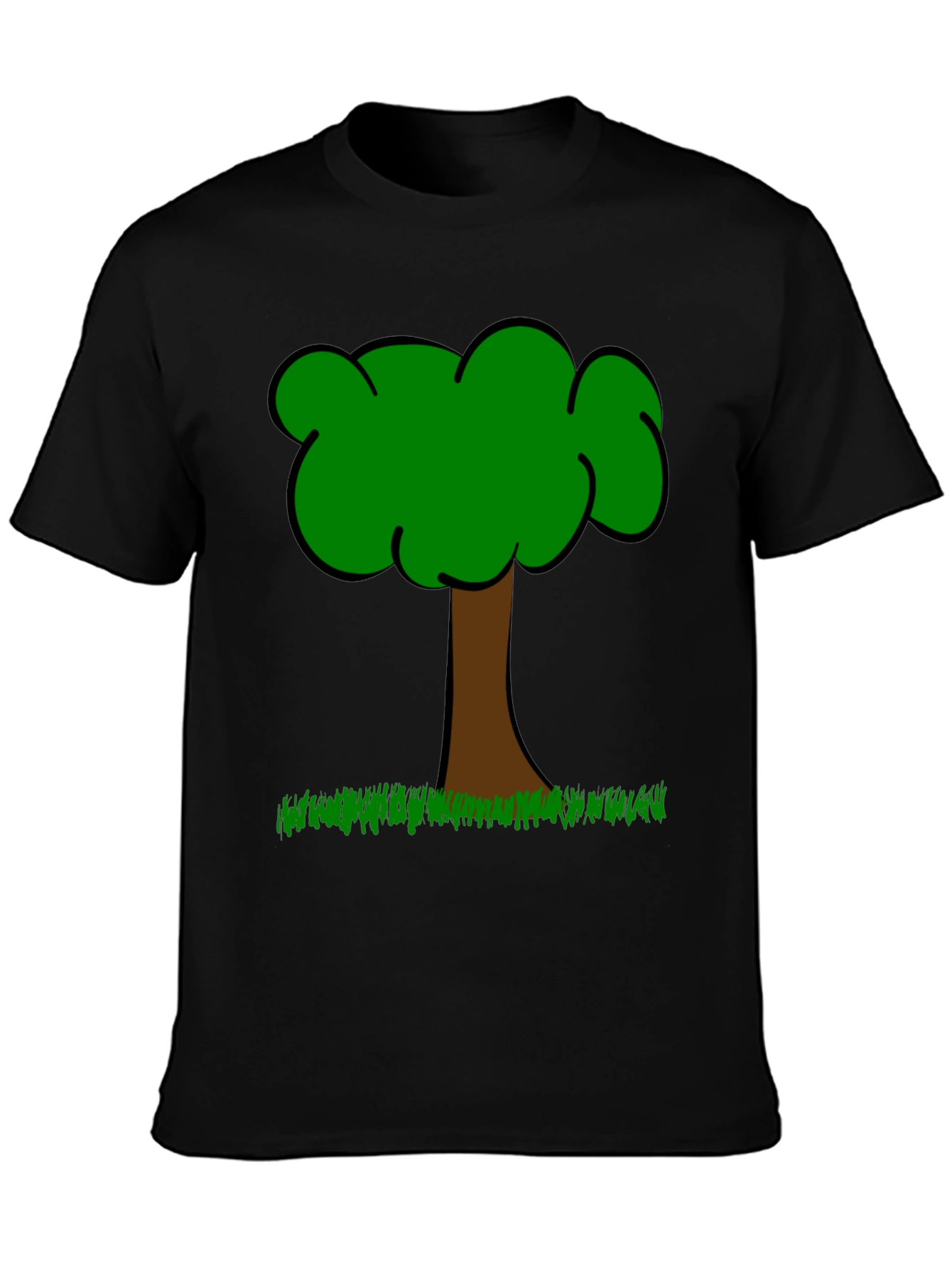 Cartoon Tree Graphic T-Shirt - Casual Crew Neck Tee