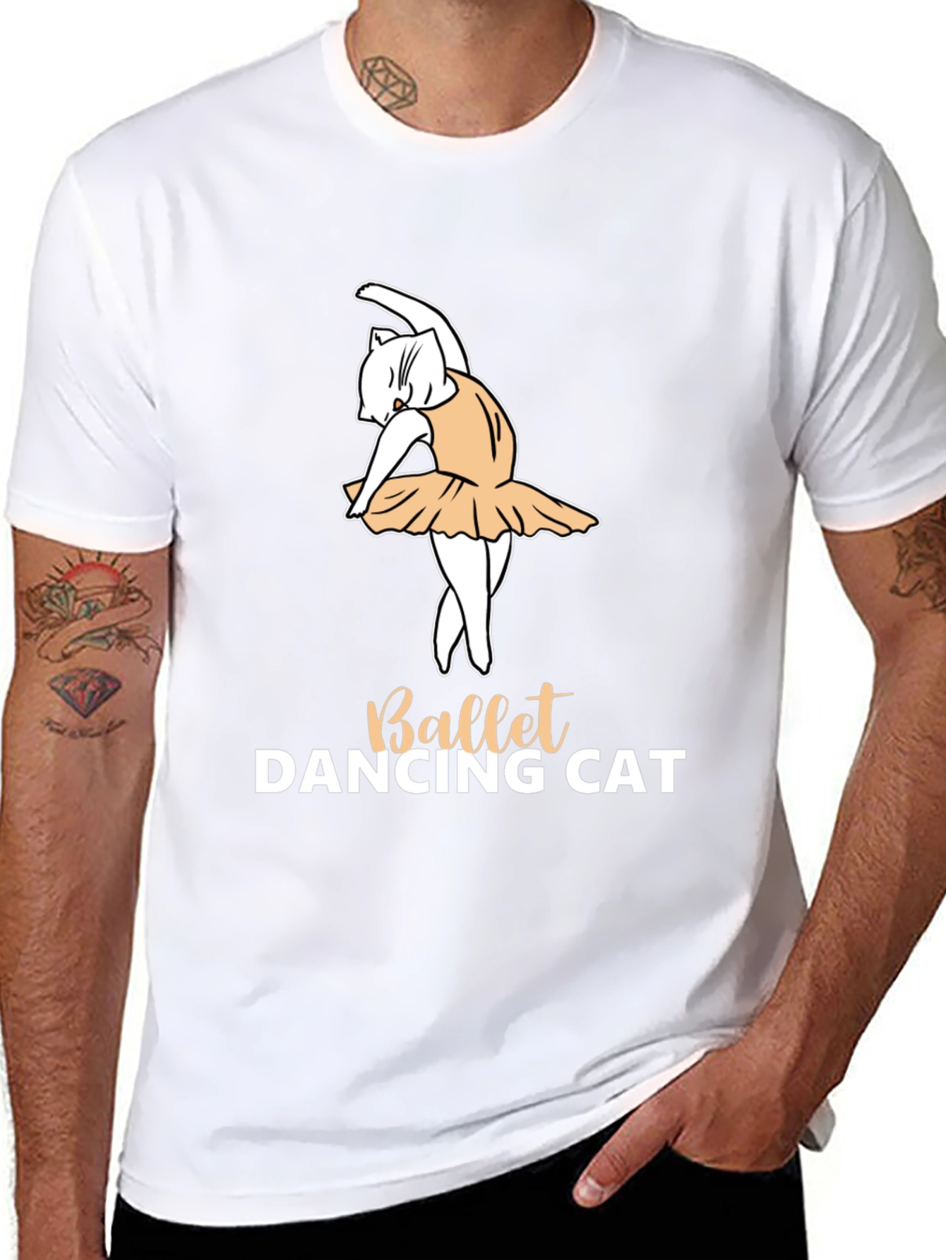 Ballet Dancing Cat Graphic T-Shirt