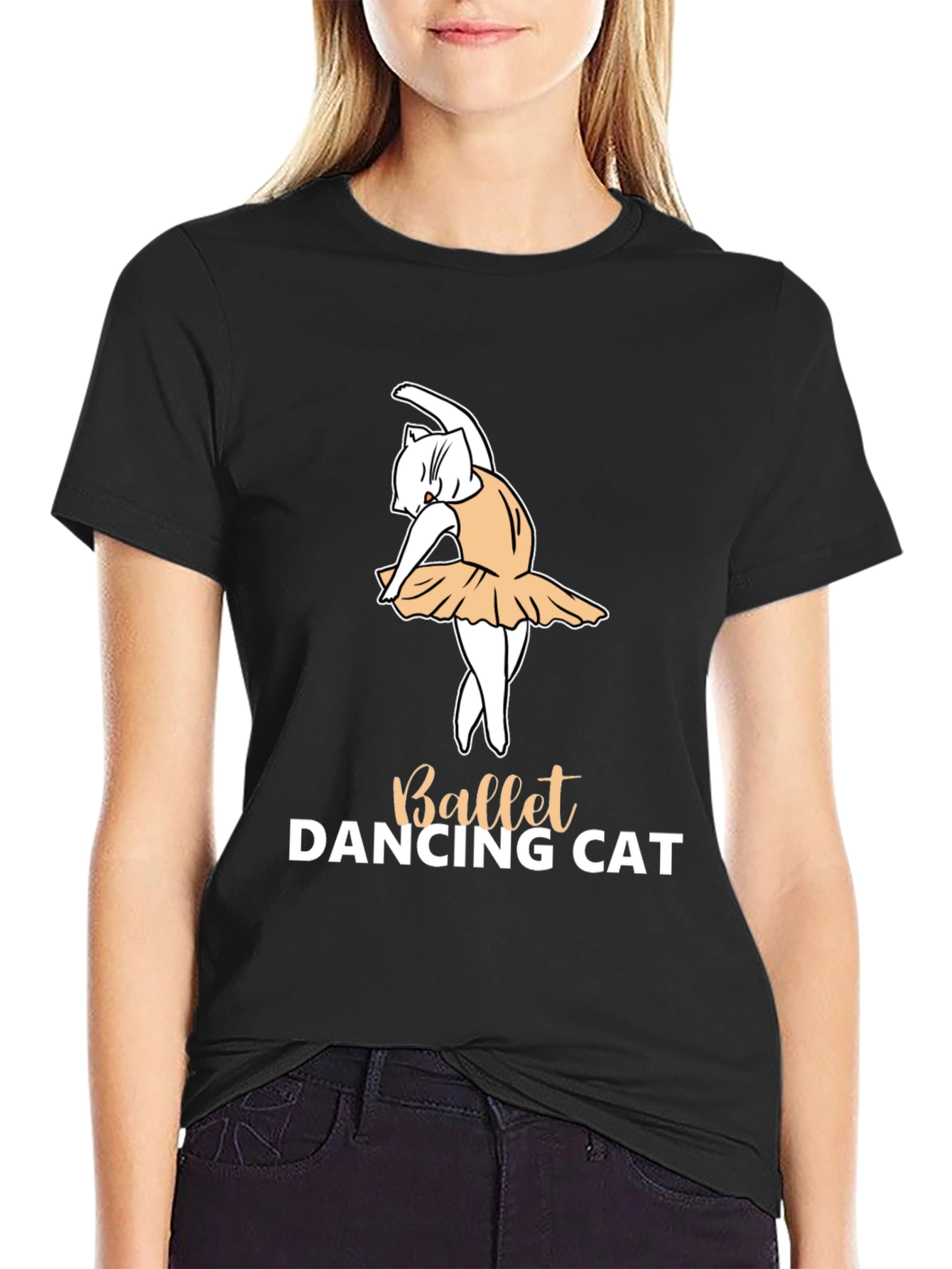Ballet Dancing Cat Graphic T-Shirt
