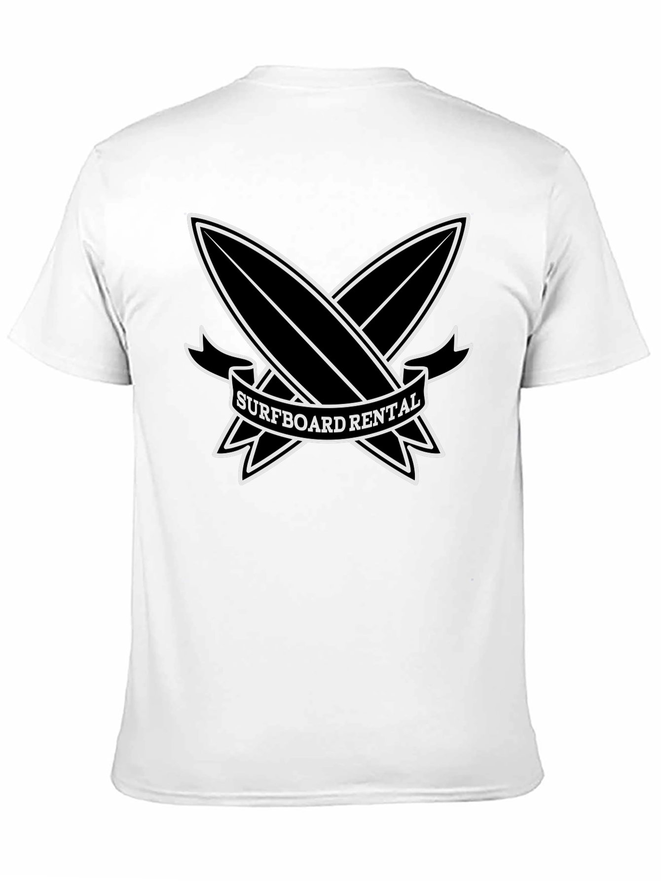 Surfboard Rental Graphic Tee - Black Cotton T-Shirt