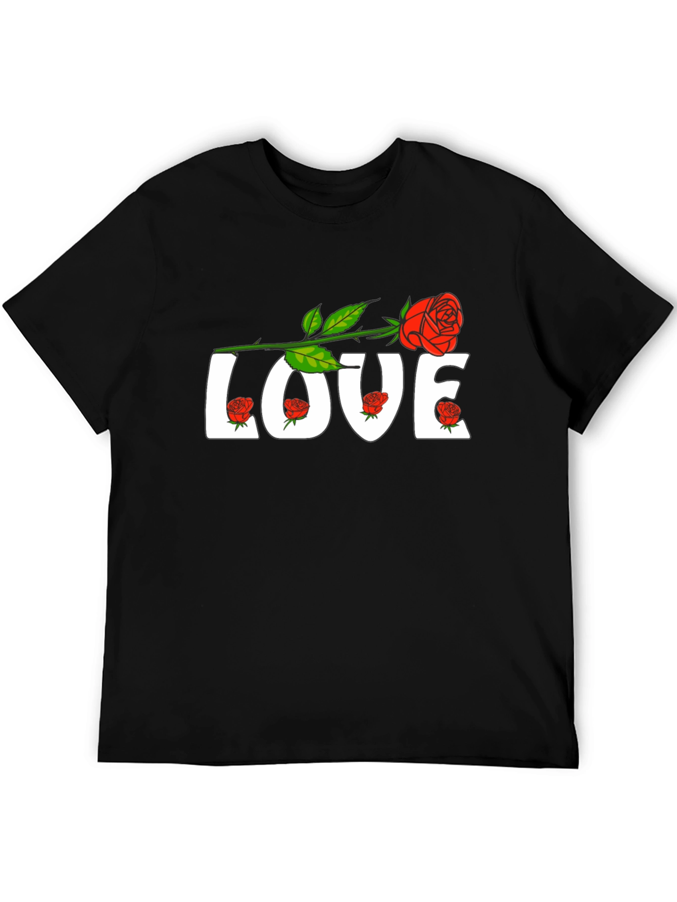 Love Rose Graphic Tee - Mens Black T-Shirt