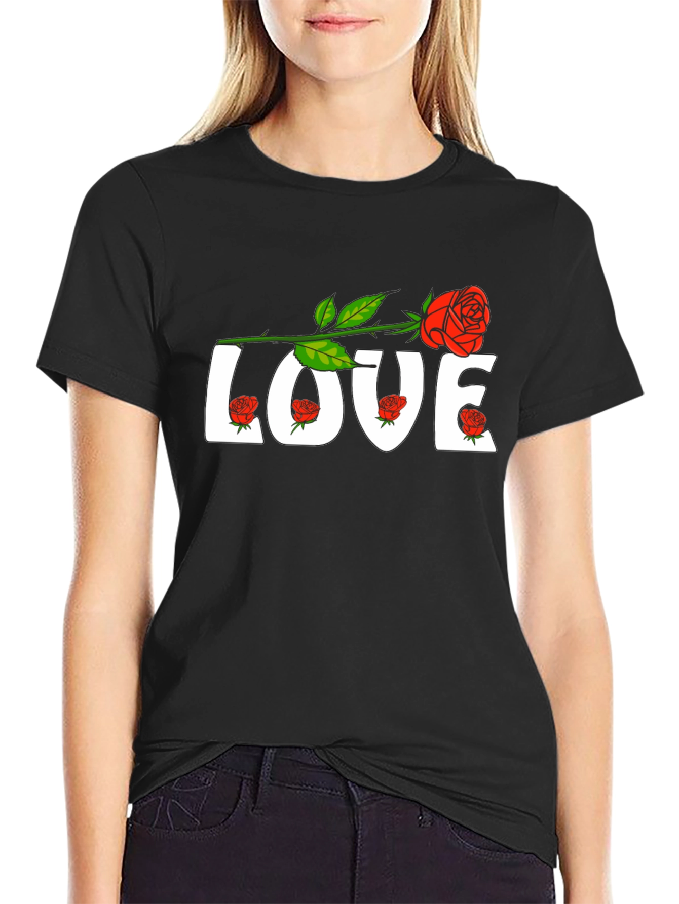 Love Rose Graphic Tee - Mens Black T-Shirt