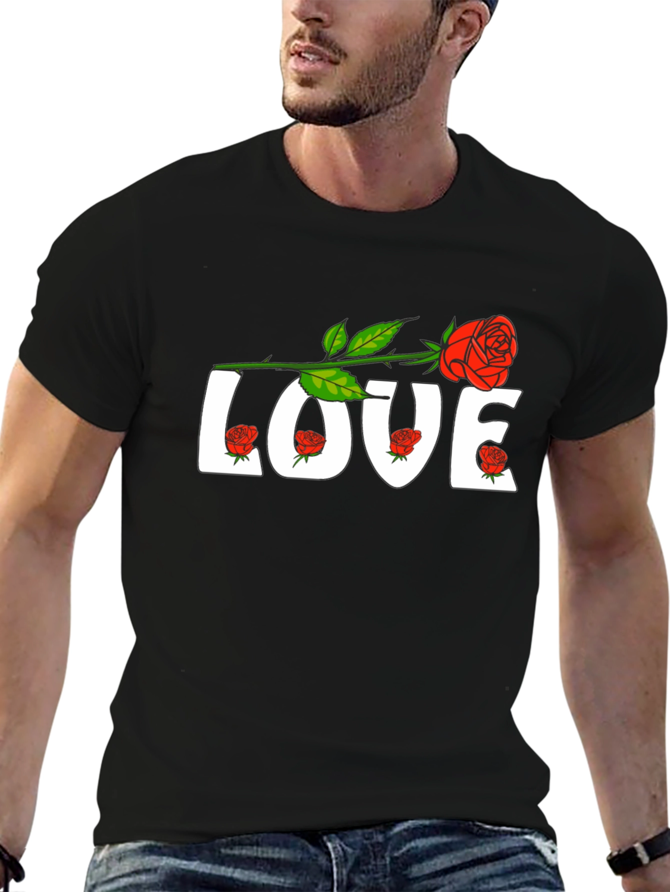 Love Rose Graphic Tee - Mens Black T-Shirt