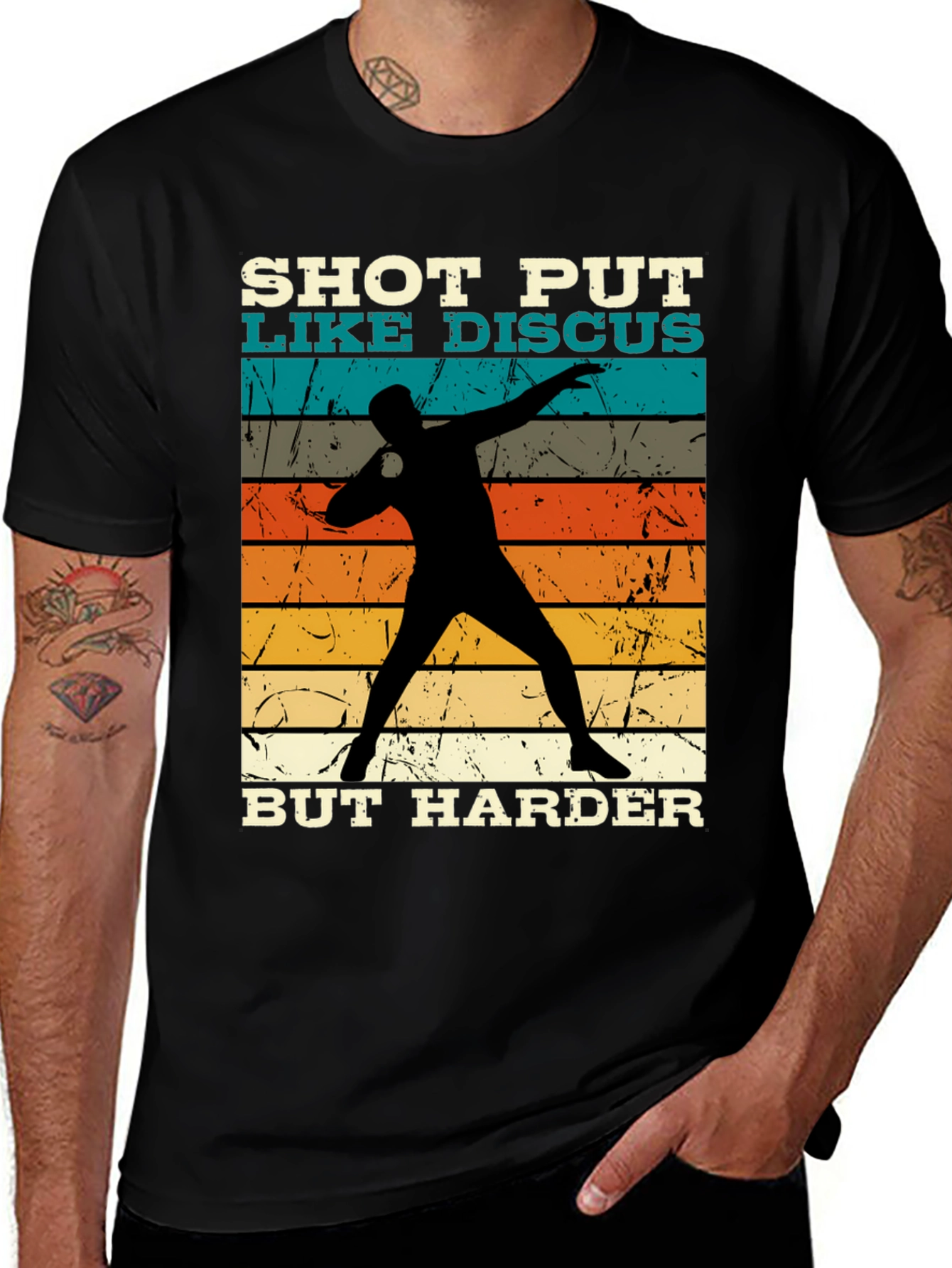 Shot Put Like Discus Black Graphic Tee