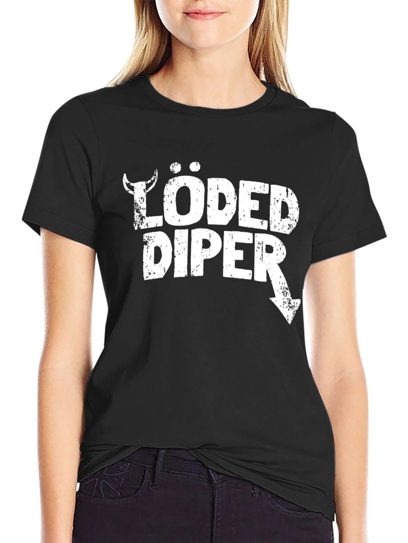 Loded Diper Tee - Black Crewneck Graphic T-Shirt