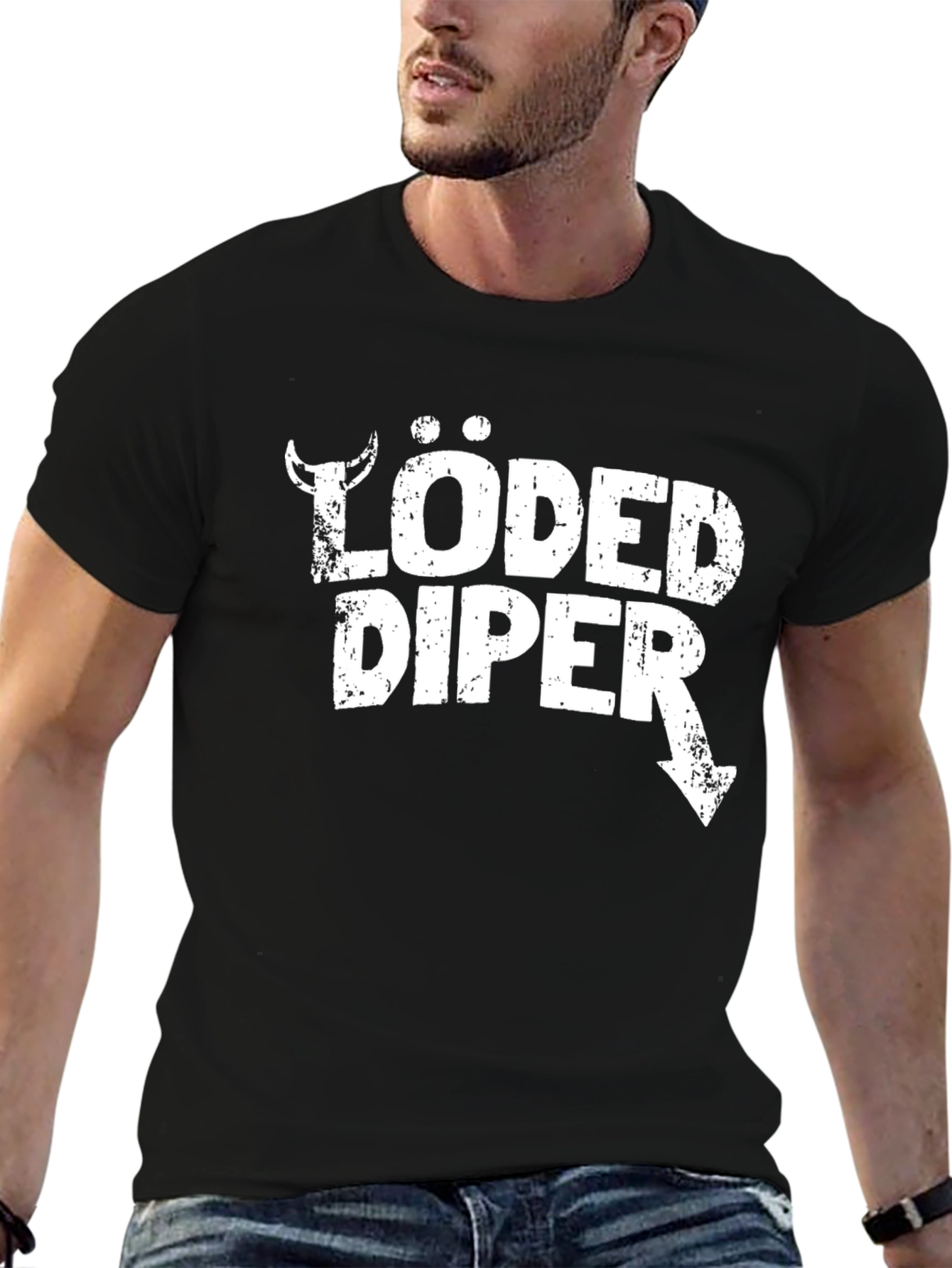 Loded Diper Tee - Black Crewneck Graphic T-Shirt