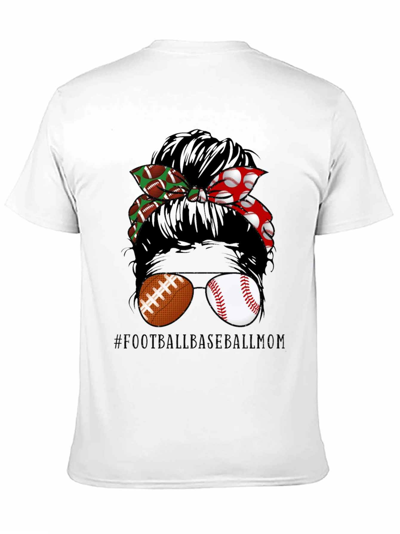 Football Baseball Messy Bun T-Shirt