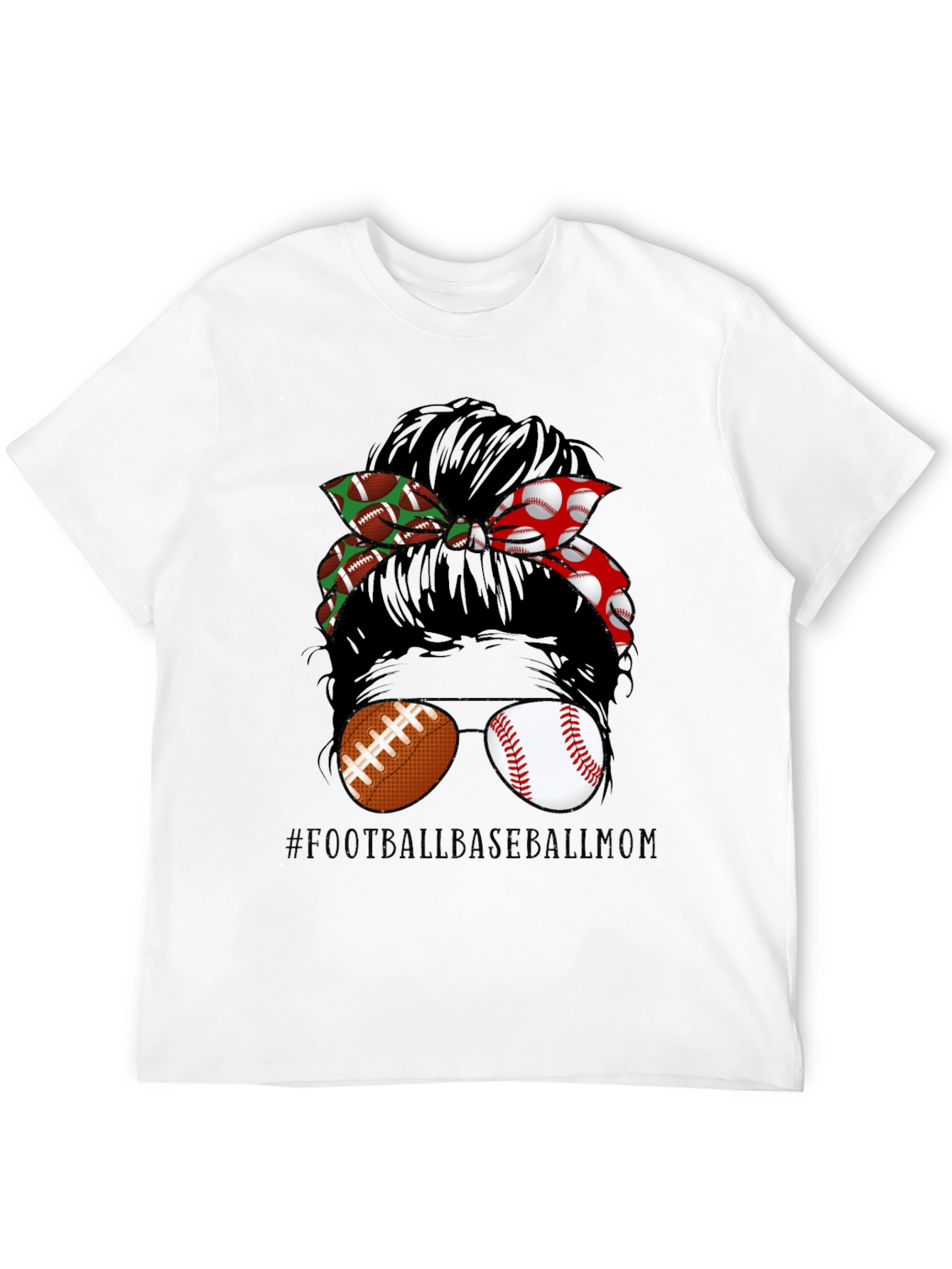 Football Baseball Messy Bun T-Shirt